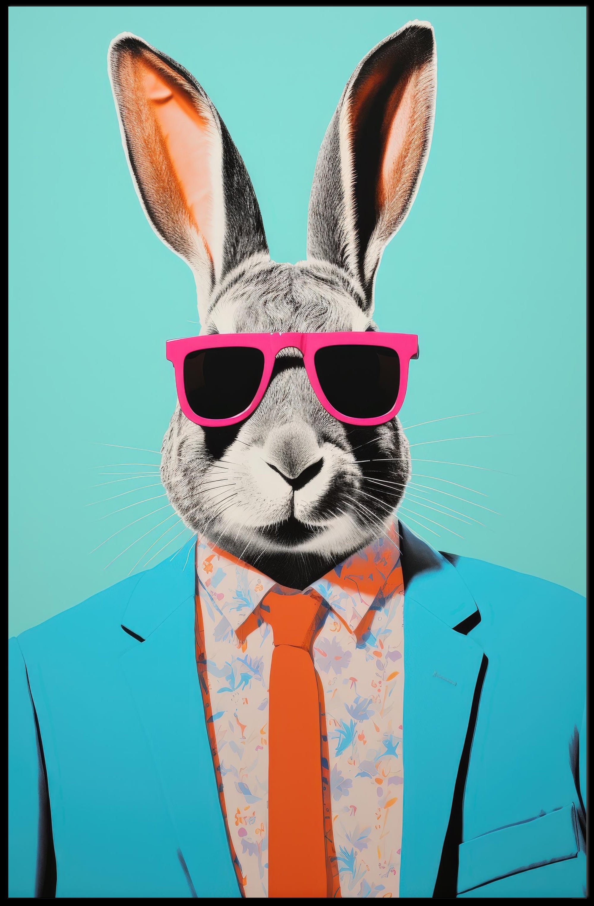 Vibrant Rabbit with Sunglasses Pop Culture Poster PosterGoat