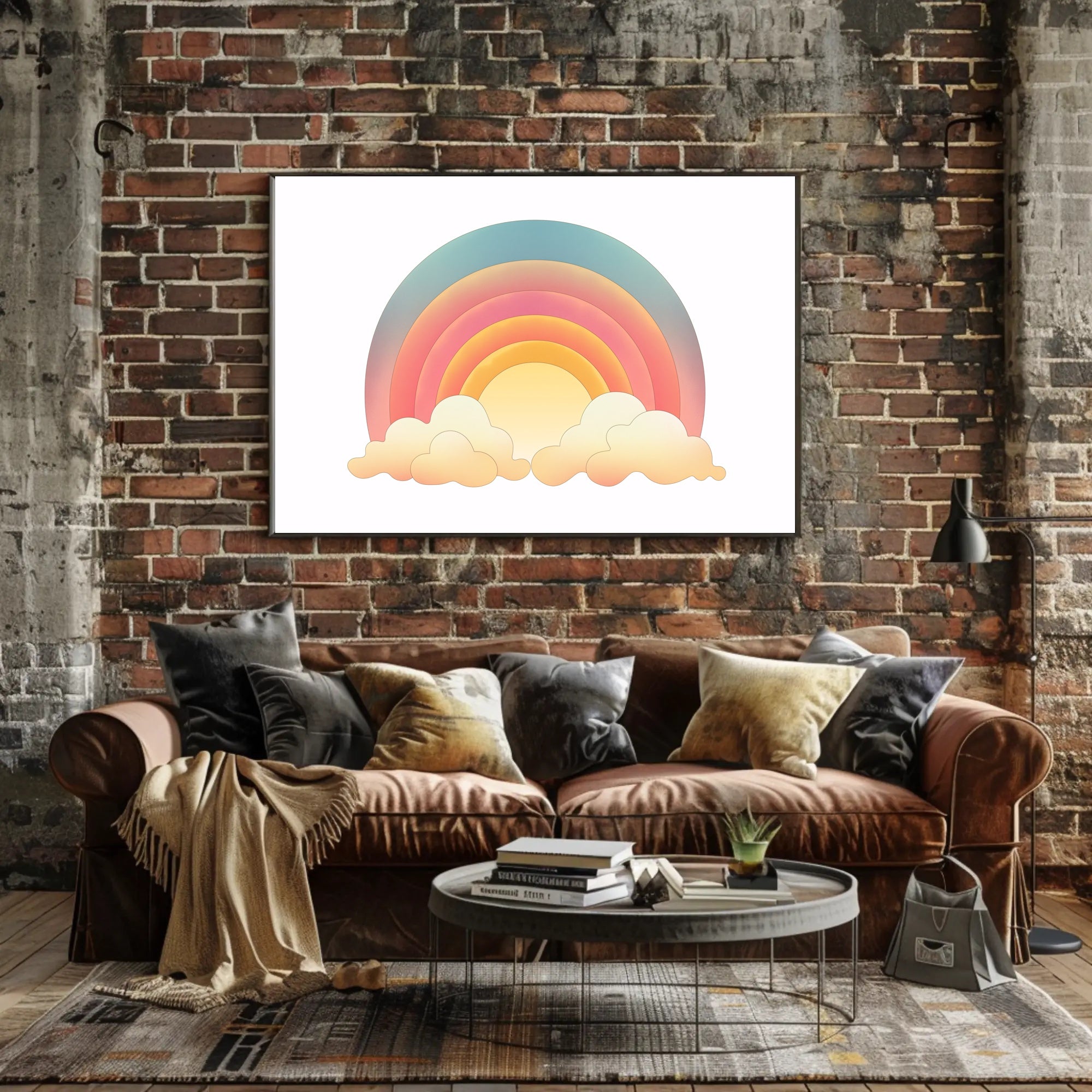 Vibrant Rainbow Clouds Art Print Abstract or Artistic Poster PosterGoat
