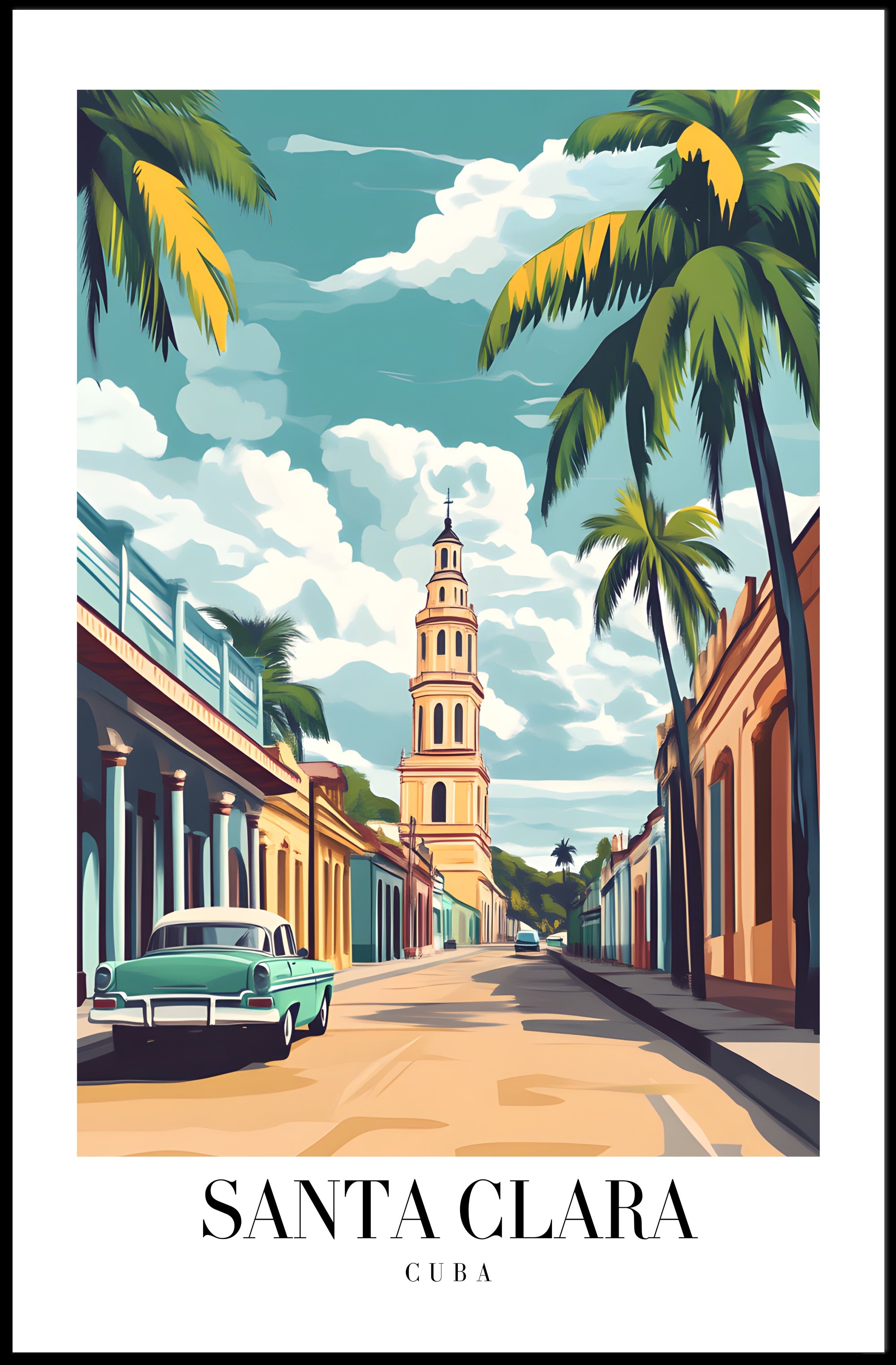 Vibrant Santa Clara Street Scene Travel Poster PosterGoat
