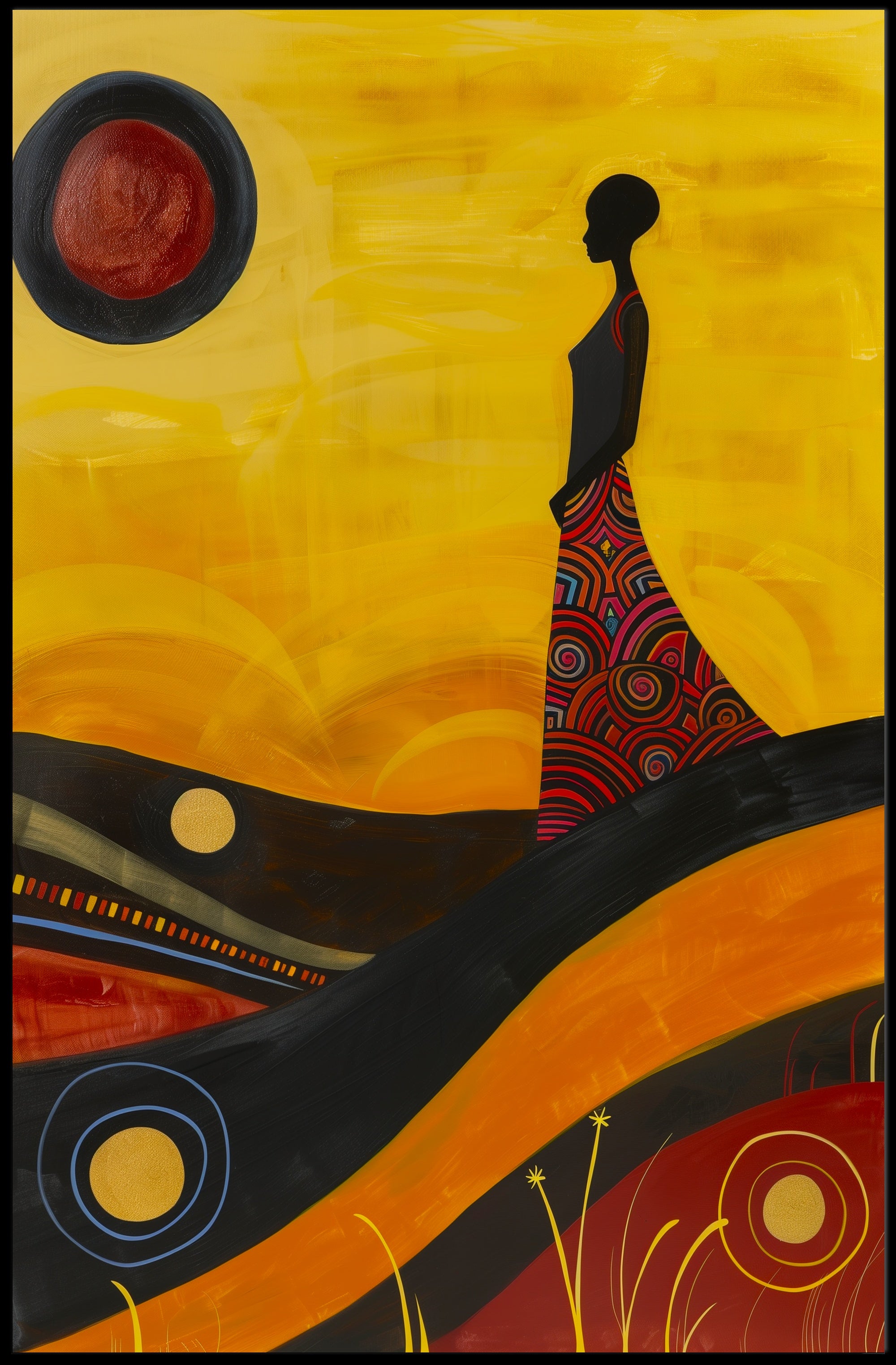 Vibrant Silhouette Abstract Artistic Poster PosterGoat