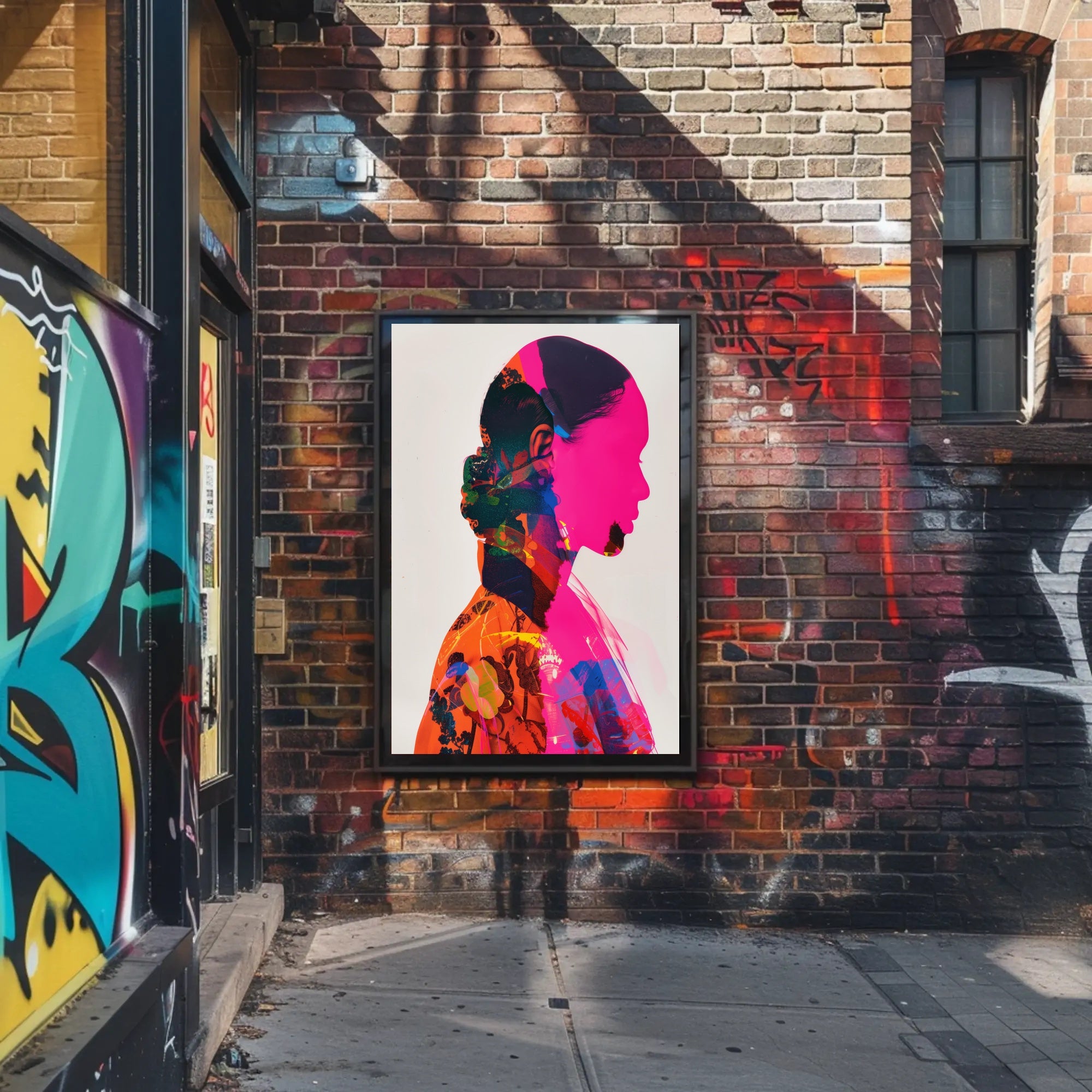 Vibrant Silhouette Double Exposure Art Poster - Abstract or Artistic Poster PosterGoat