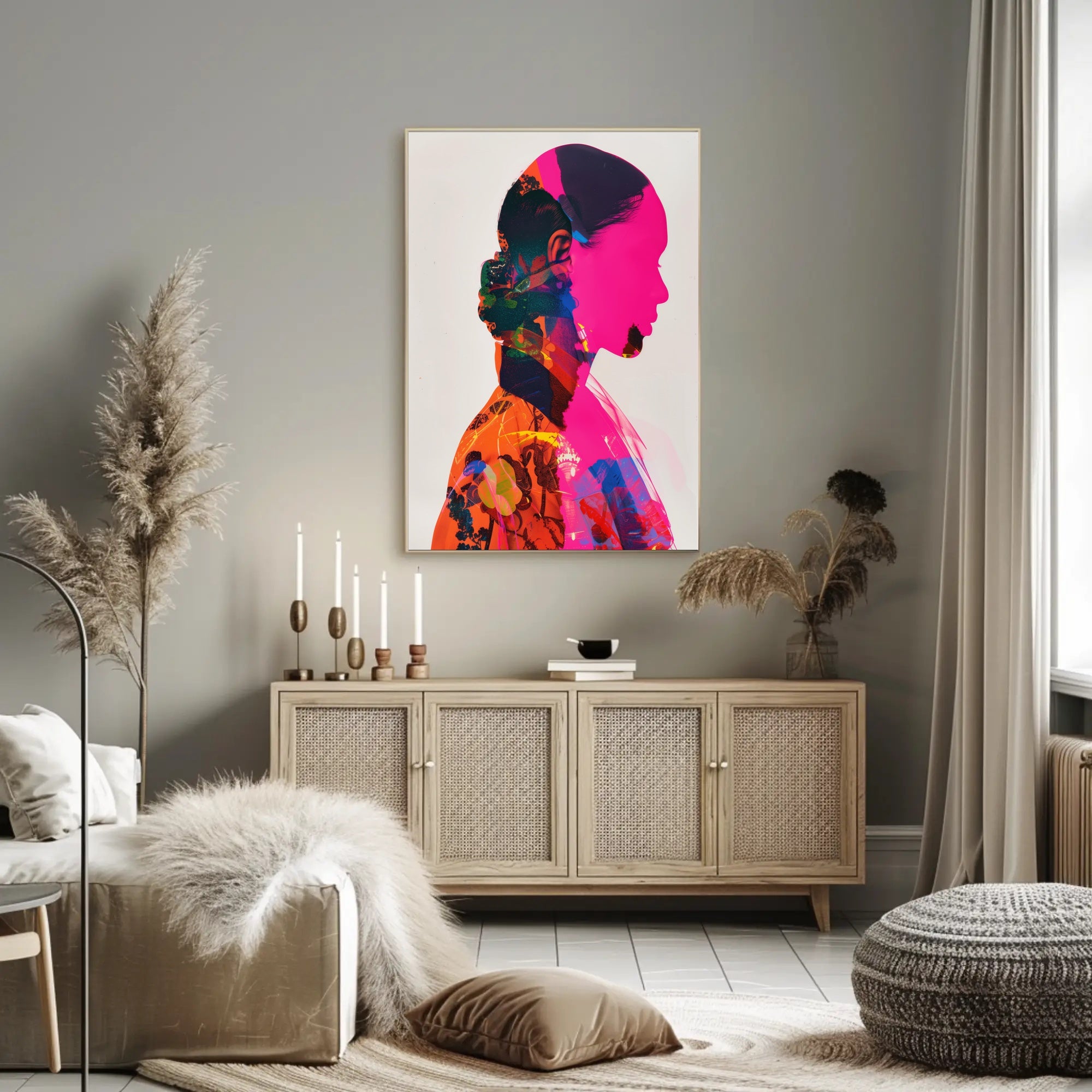 Vibrant Silhouette Double Exposure Art Poster - Abstract or Artistic Poster PosterGoat