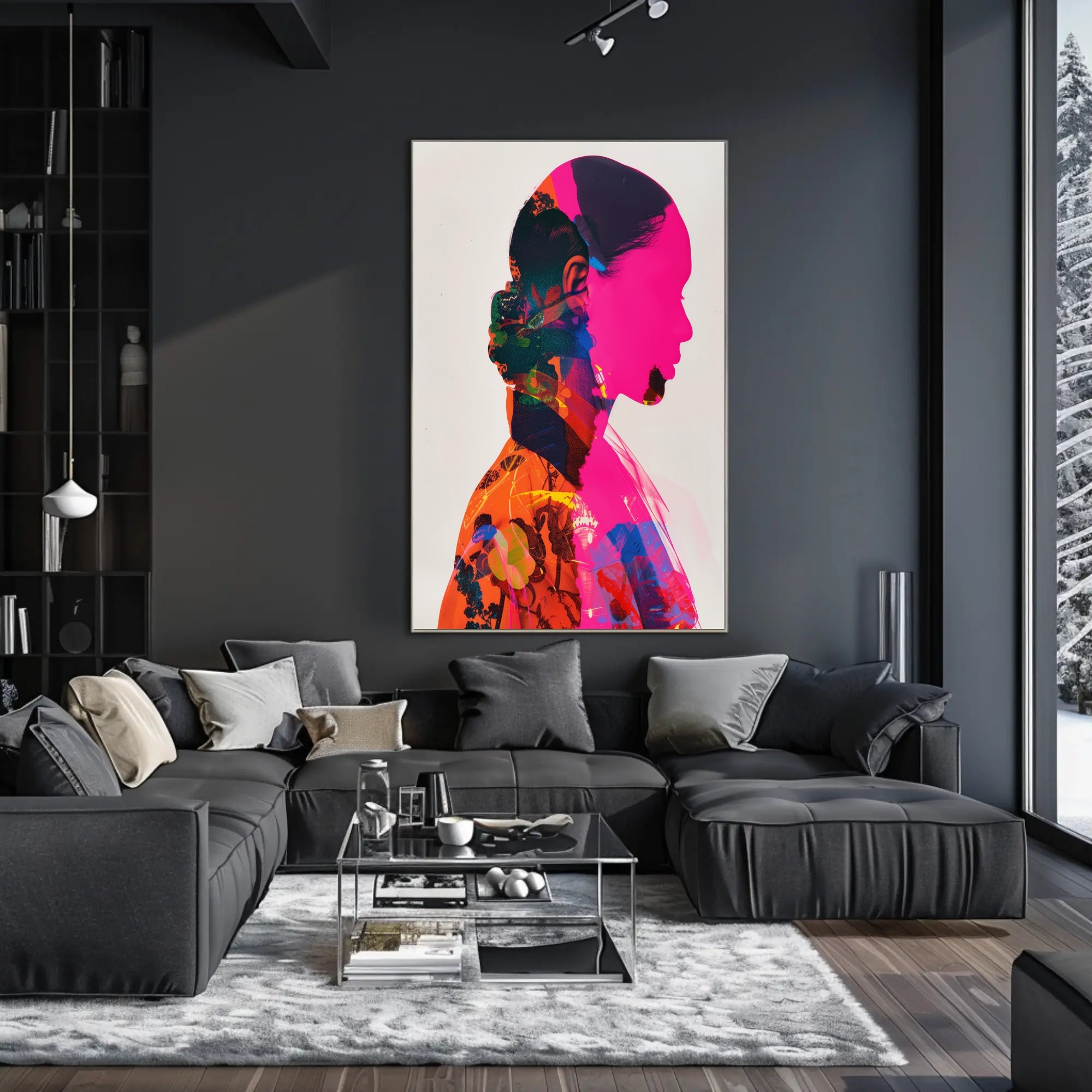 Vibrant Silhouette Double Exposure Art Poster - Abstract or Artistic Poster PosterGoat