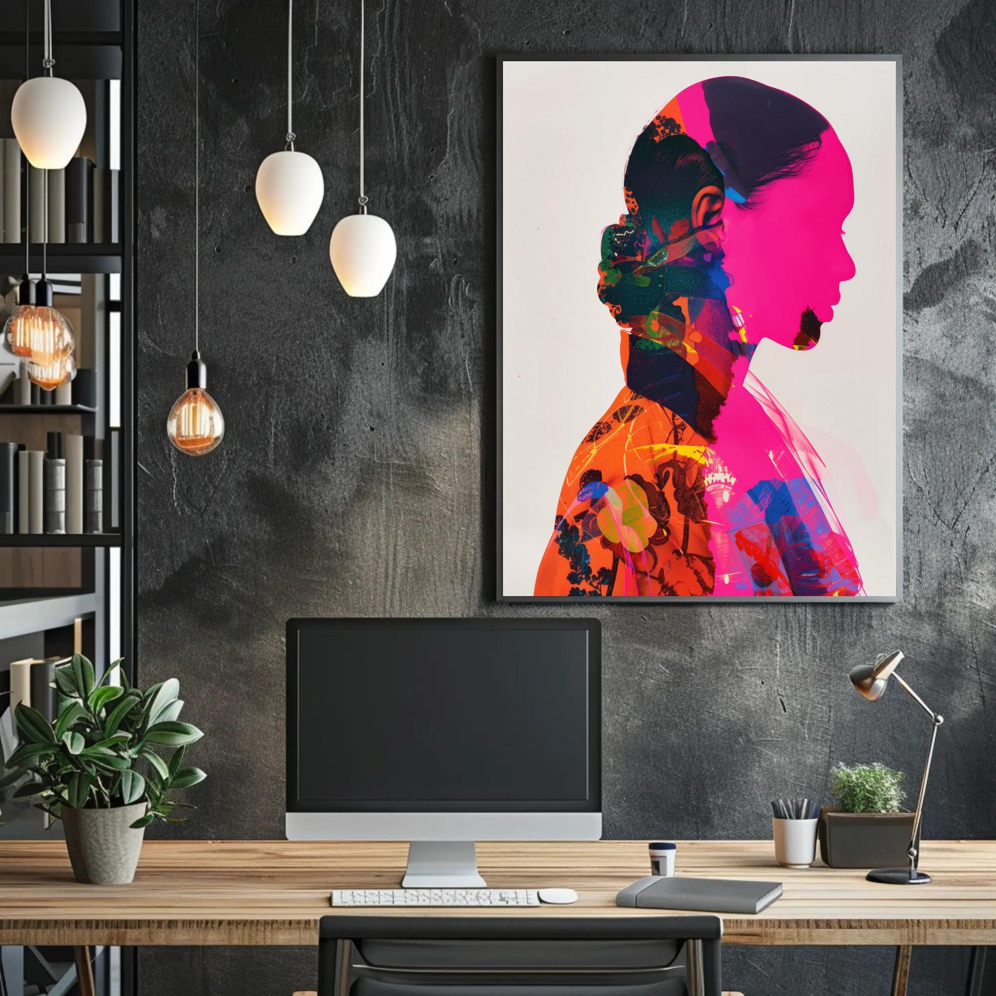 Vibrant Silhouette Double Exposure Art Poster - Abstract or Artistic Poster PosterGoat