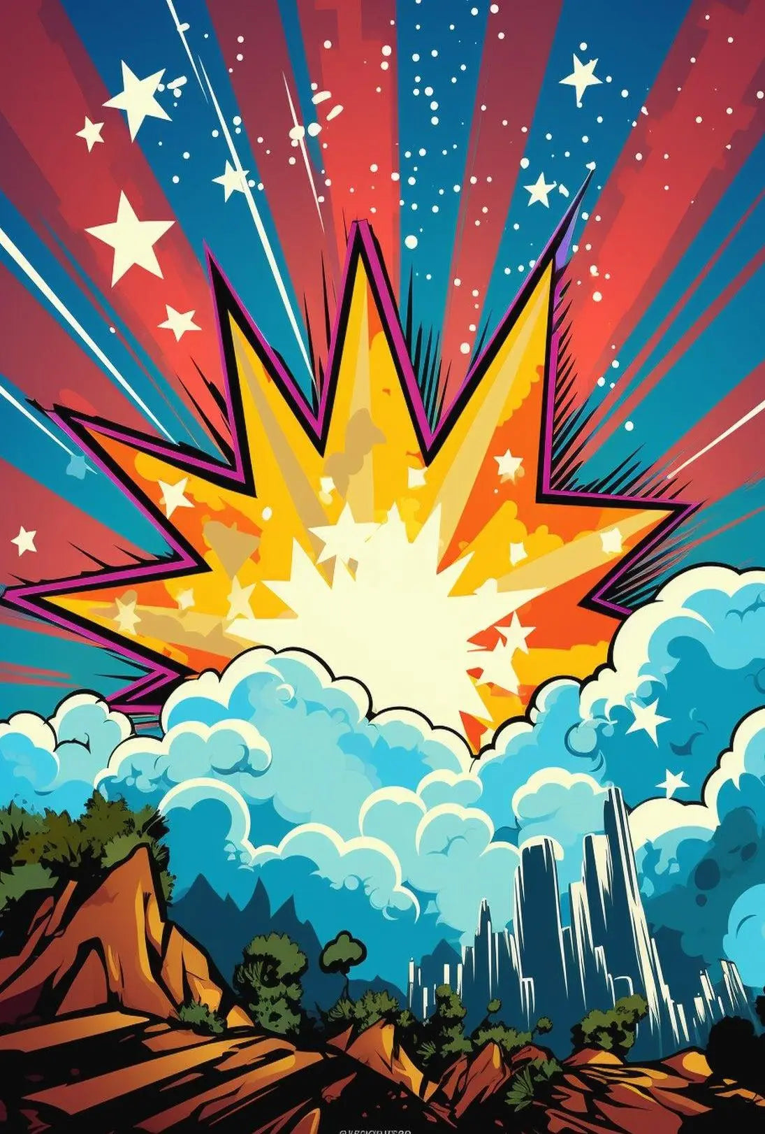 Vibrant Superhero Adventure Pop Culture Poster PosterGoat