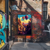 Vibrant Surreal Landscape with Hot Air Balloons Fantasy Poster PosterGoat