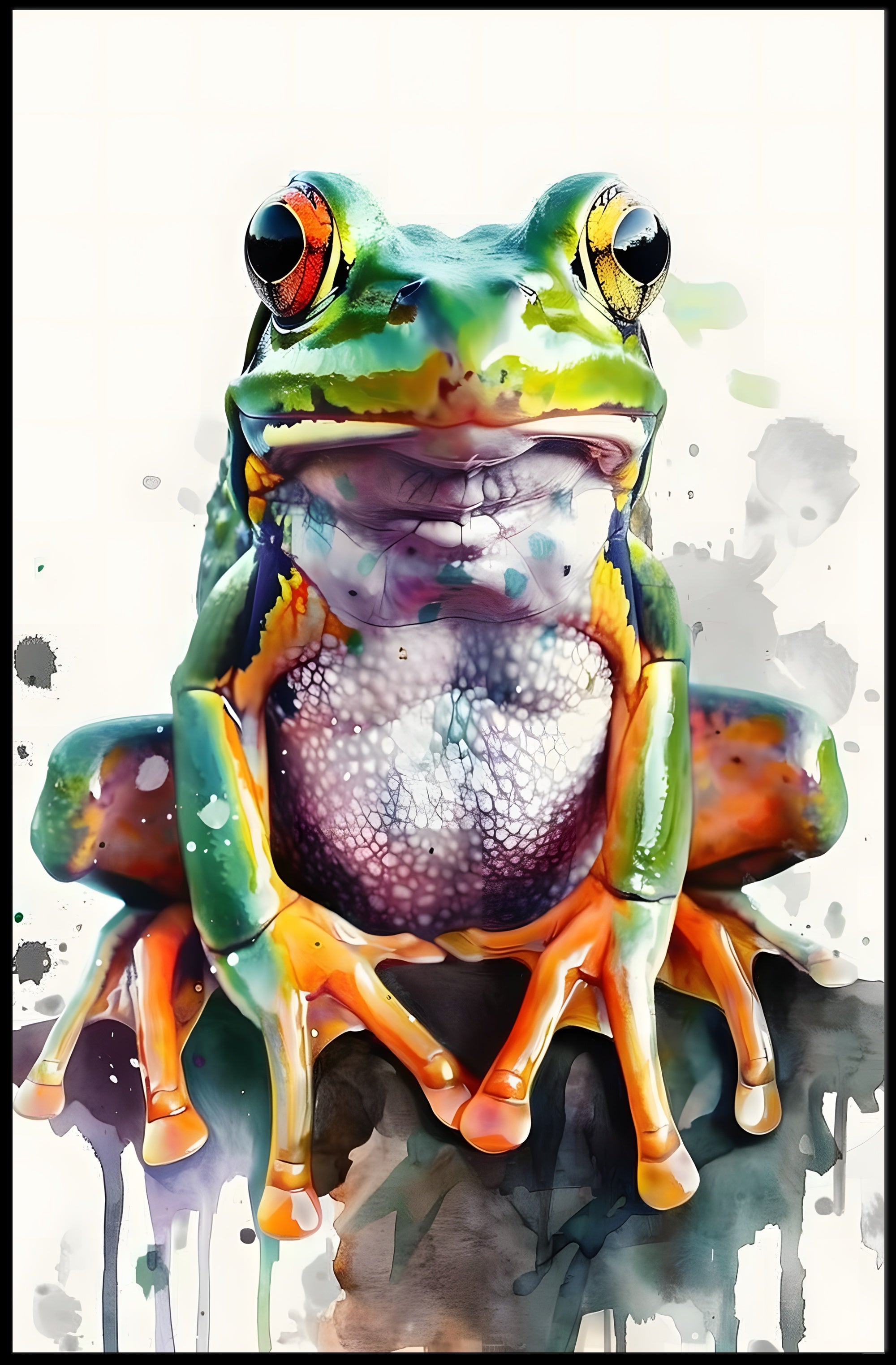 Vibrant Tree Frog Watercolor Art Animal Poster PosterGoat