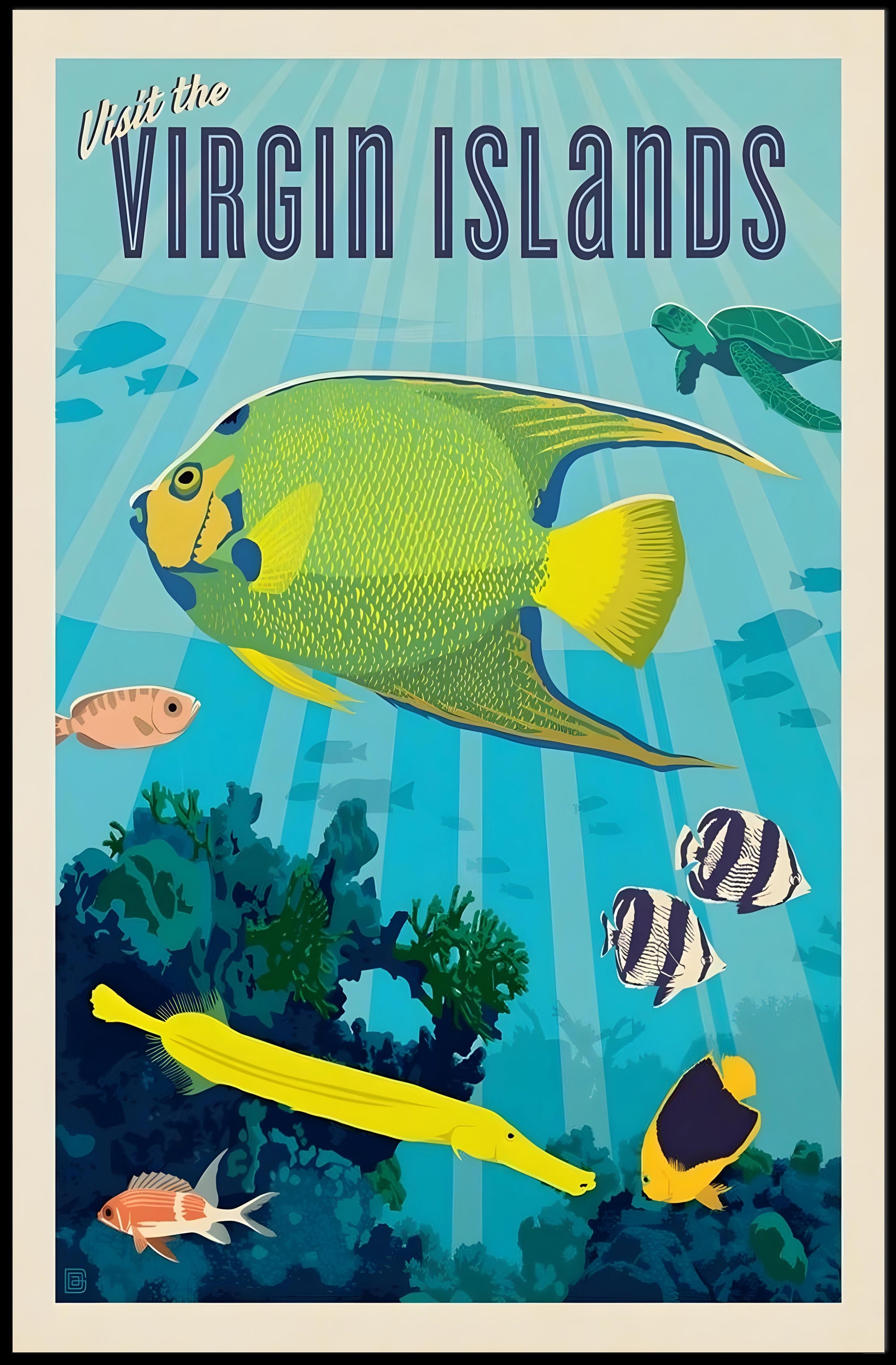 Vibrant Underwater Virgin Islands Adventure Travel Poster PosterGoat