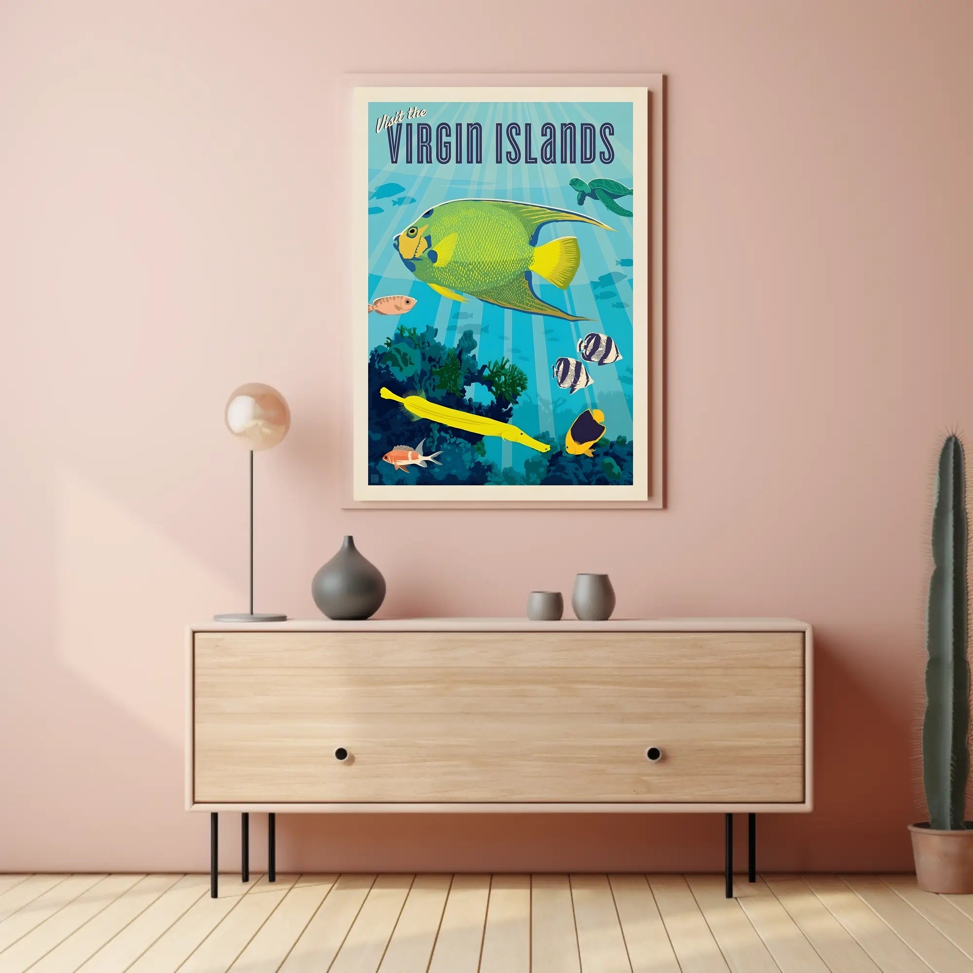 Vibrant Underwater Virgin Islands Adventure Travel Poster PosterGoat