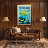 Vibrant Underwater Virgin Islands Adventure Travel Poster PosterGoat