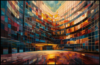 Vibrant Urban Architecture: Abstract Kaleidoscopic Design Urban or Cityscape Poster PosterGoat
