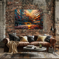 Vibrant Urban Architecture: Abstract Kaleidoscopic Design Urban or Cityscape Poster PosterGoat