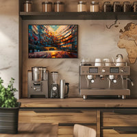 Vibrant Urban Architecture: Abstract Kaleidoscopic Design Urban or Cityscape Poster PosterGoat