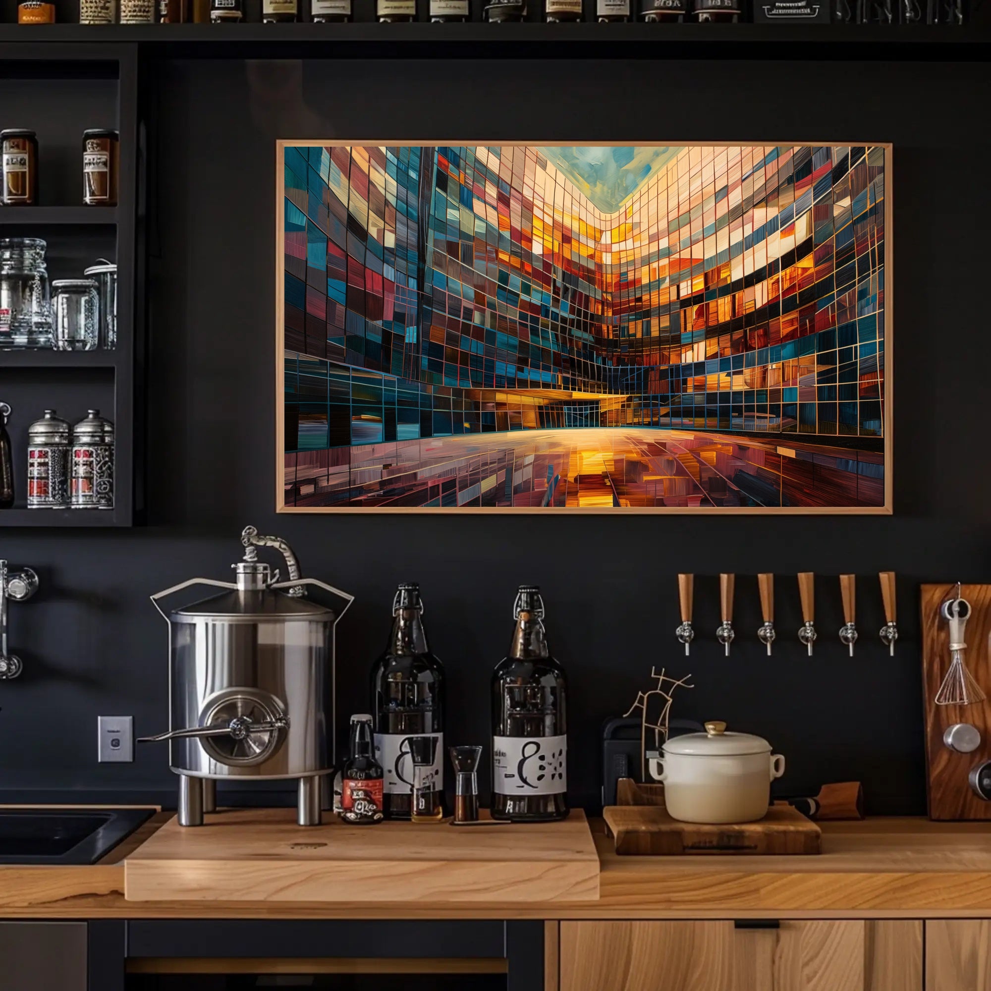 Vibrant Urban Architecture: Abstract Kaleidoscopic Design Urban or Cityscape Poster PosterGoat