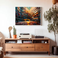 Vibrant Urban Architecture: Abstract Kaleidoscopic Design Urban or Cityscape Poster PosterGoat