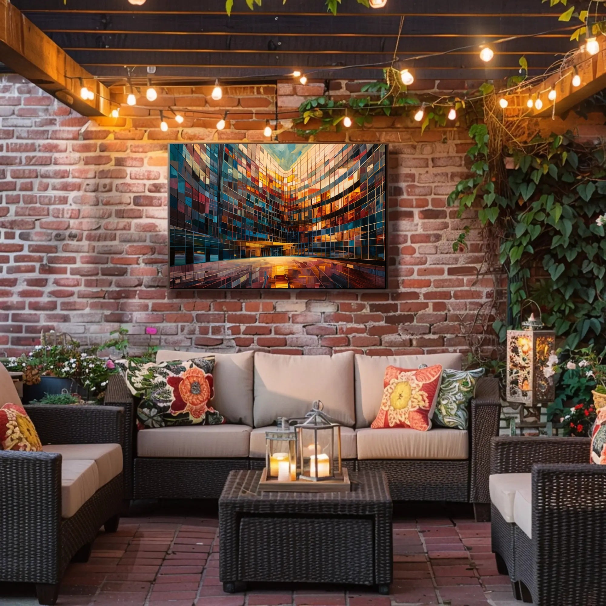 Vibrant Urban Architecture: Abstract Kaleidoscopic Design Urban or Cityscape Poster PosterGoat