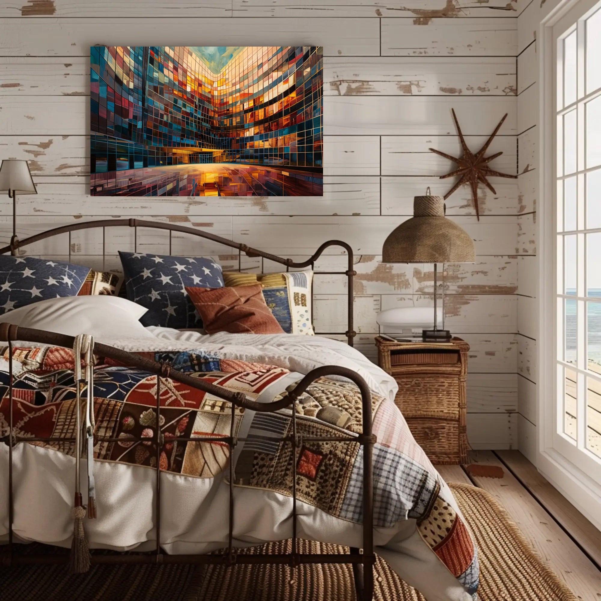 Vibrant Urban Architecture: Abstract Kaleidoscopic Design Urban or Cityscape Poster PosterGoat