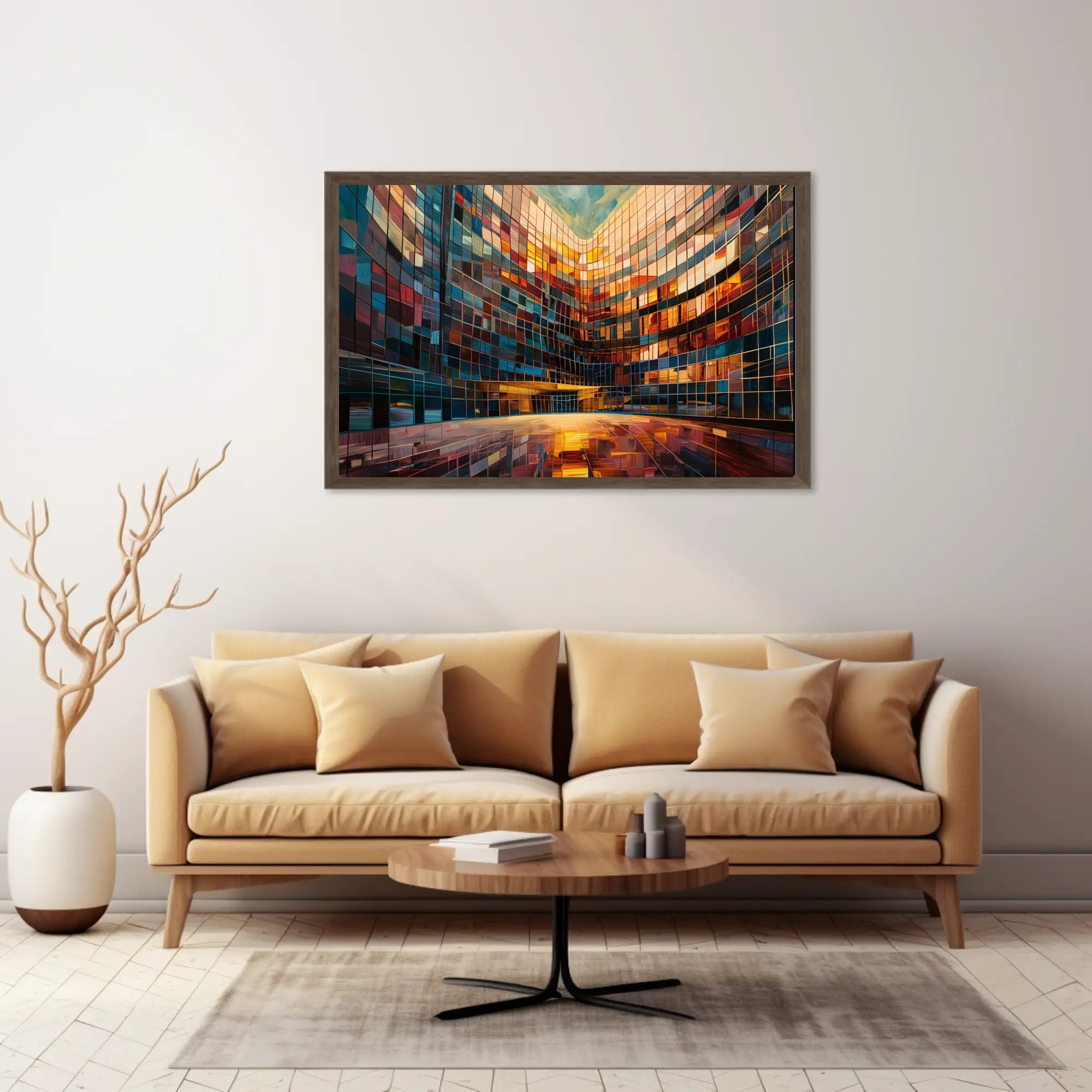 Vibrant Urban Architecture: Abstract Kaleidoscopic Design Urban or Cityscape Poster PosterGoat