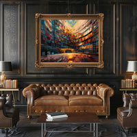 Vibrant Urban Architecture: Abstract Kaleidoscopic Design Urban or Cityscape Poster PosterGoat