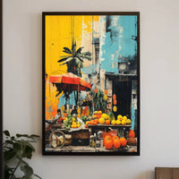 Vibrant Urban Market Scene Art Print - Abstract Poster PosterGoat