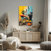 Vibrant Urban Market Scene Art Print - Abstract Poster PosterGoat