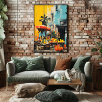 Vibrant Urban Market Scene Art Print - Abstract Poster PosterGoat