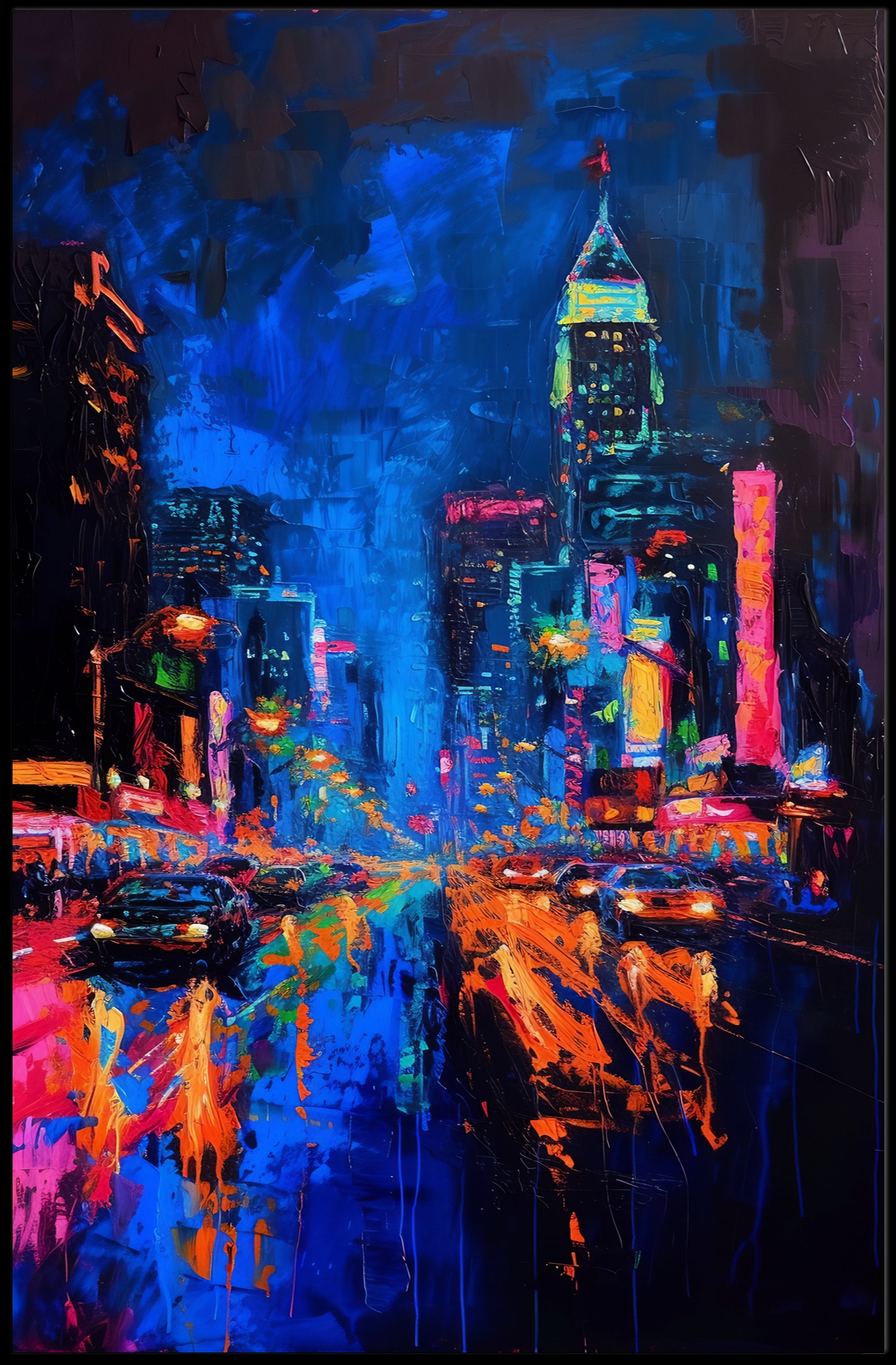 Vibrant Urban Nightlife Masterpiece: Urban or Cityscape Poster PosterGoat