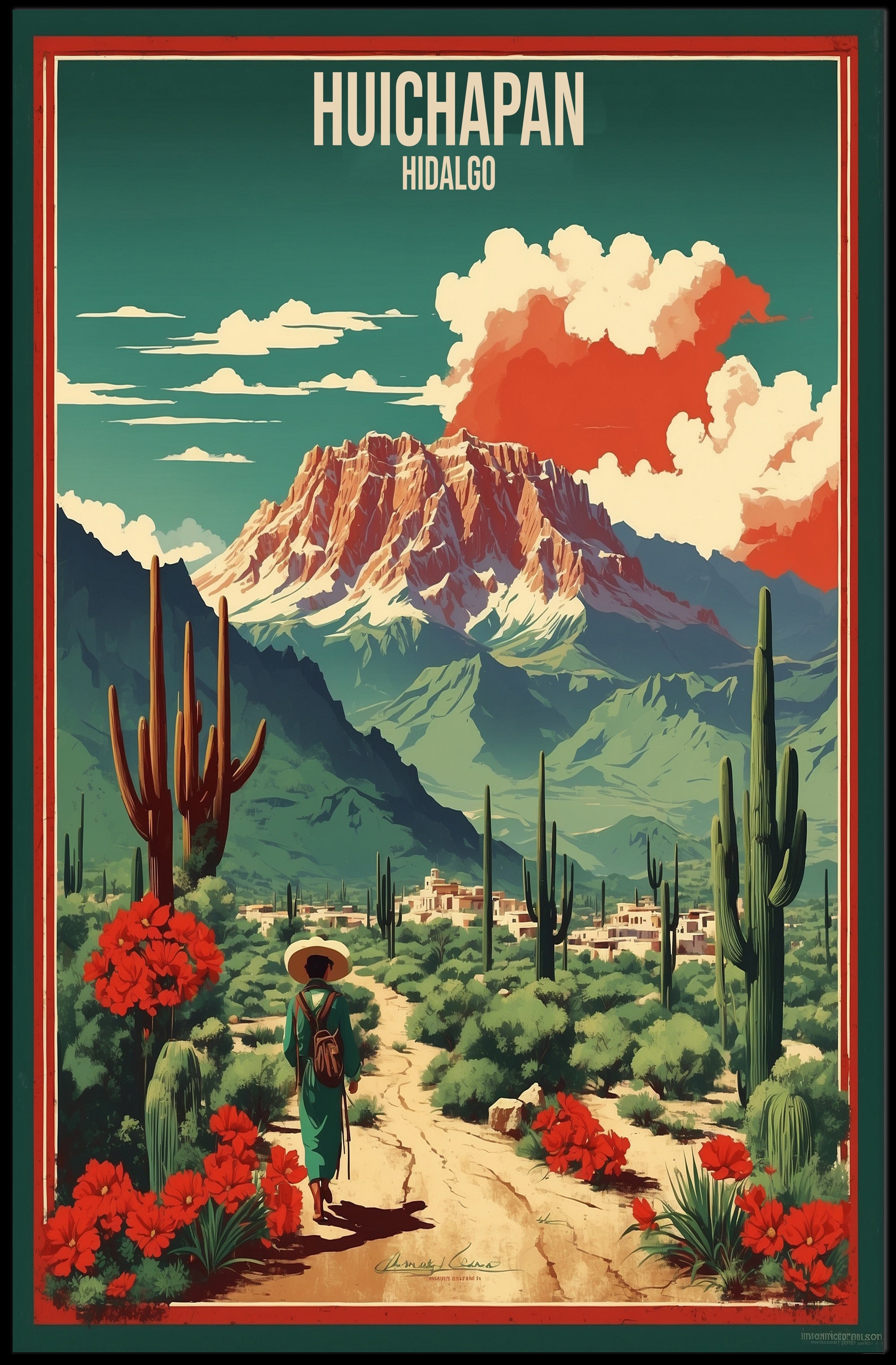Vibrant Vintage Travel Art Poster of Huichapan, Mexico PosterGoat