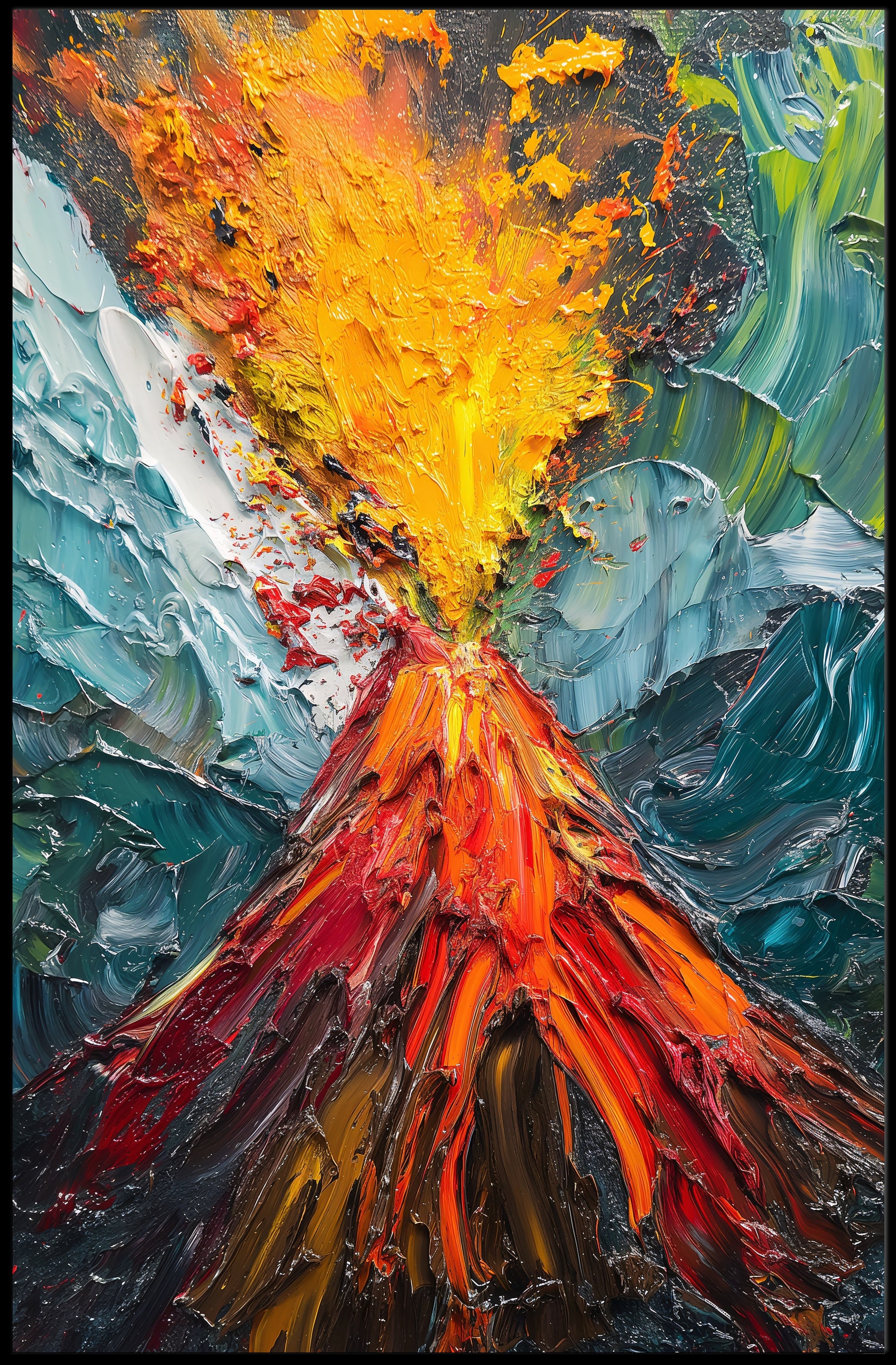 Vibrant Volcanic Eruption Art: Abstract or Artistic Poster PosterGoat