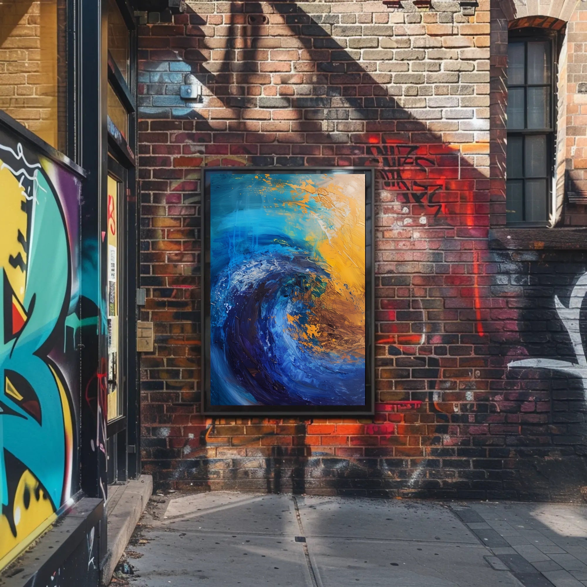 Vibrant Waves Abstract Painting Artistic Poster PosterGoat