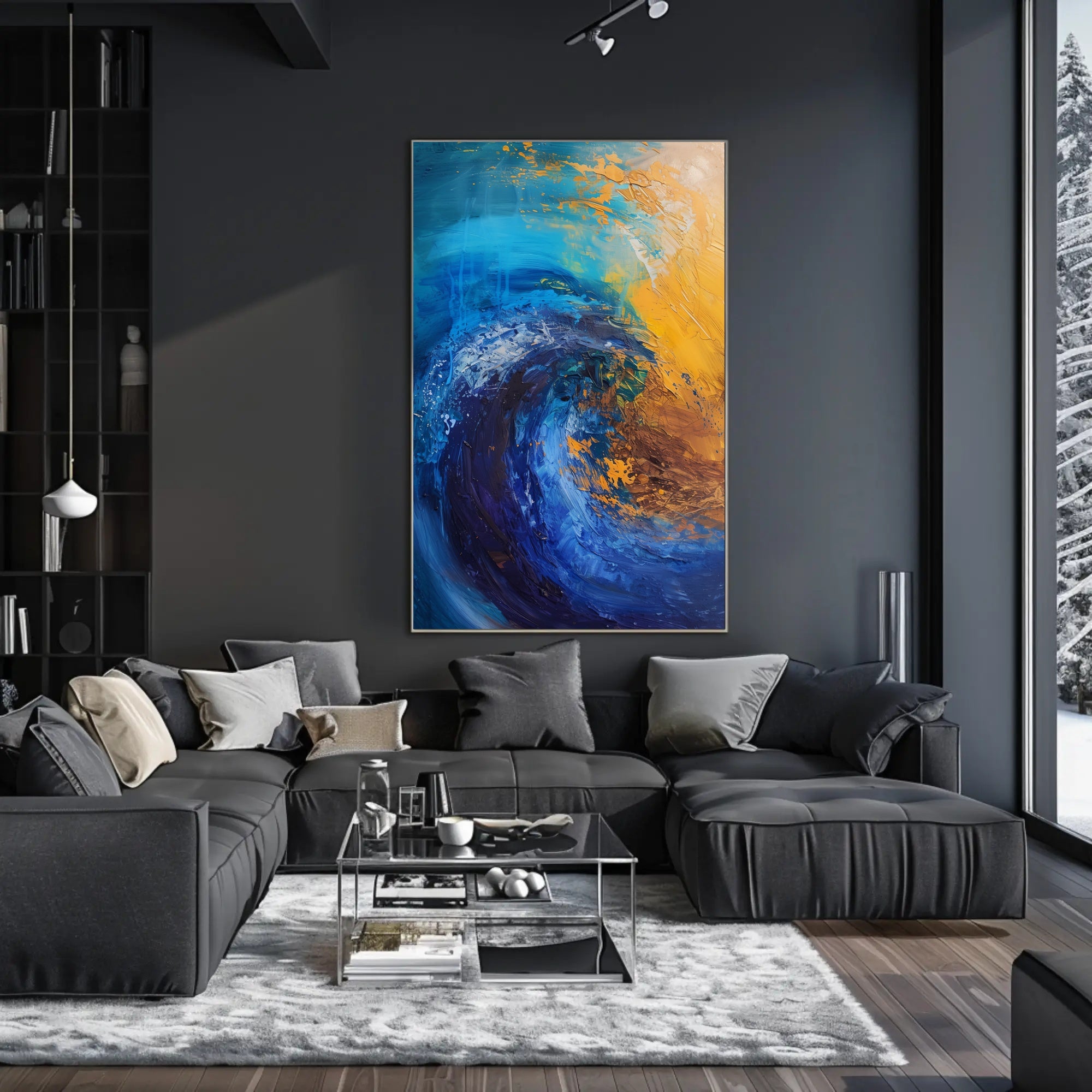 Vibrant Waves Abstract Painting Artistic Poster PosterGoat