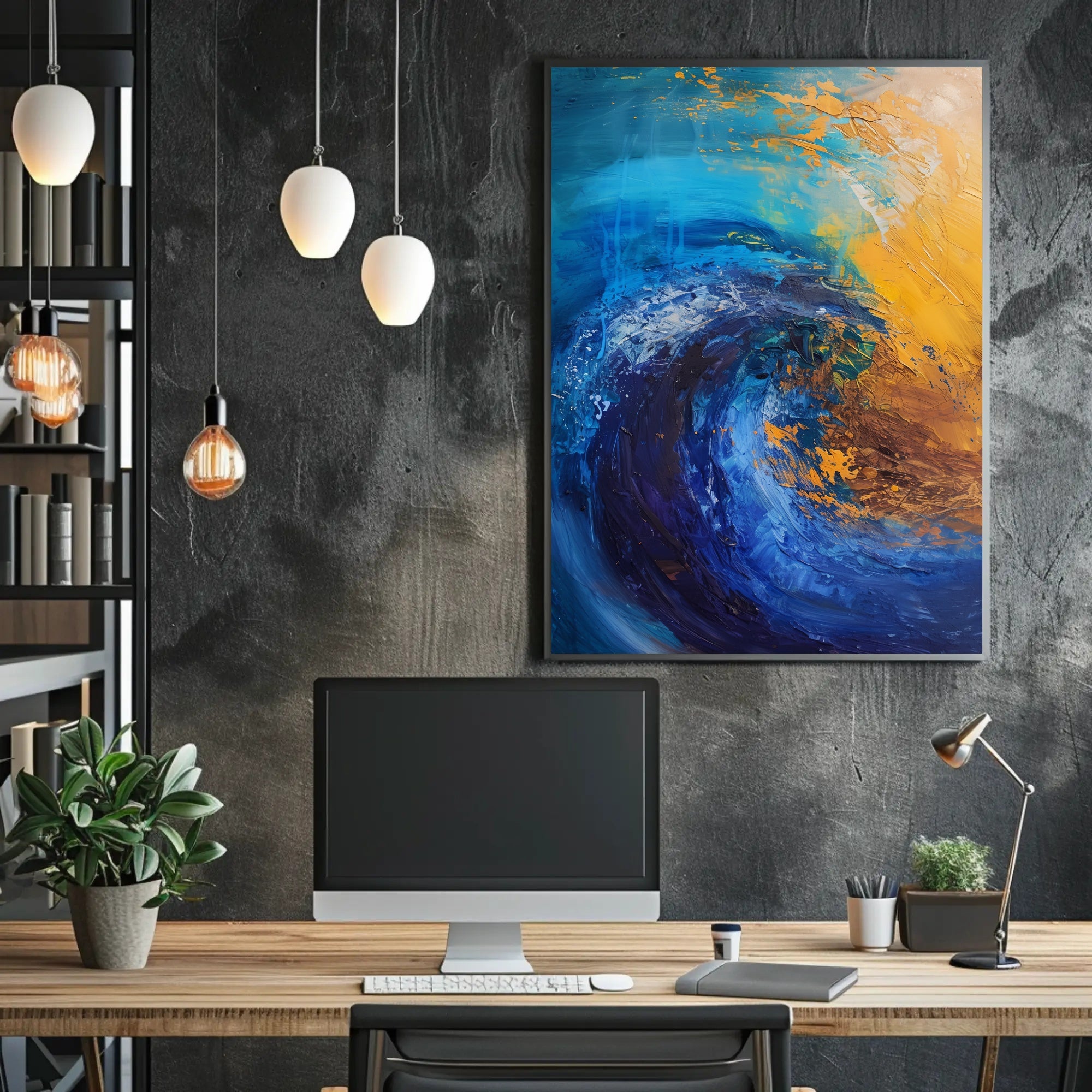 Vibrant Waves Abstract Painting Artistic Poster PosterGoat