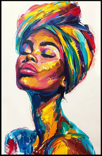 Vibrant Woman's Portrait in Abstract Artistic Poster PosterGoat