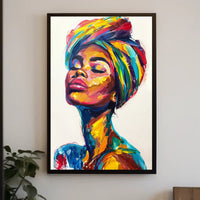Vibrant Woman's Portrait in Abstract Artistic Poster PosterGoat