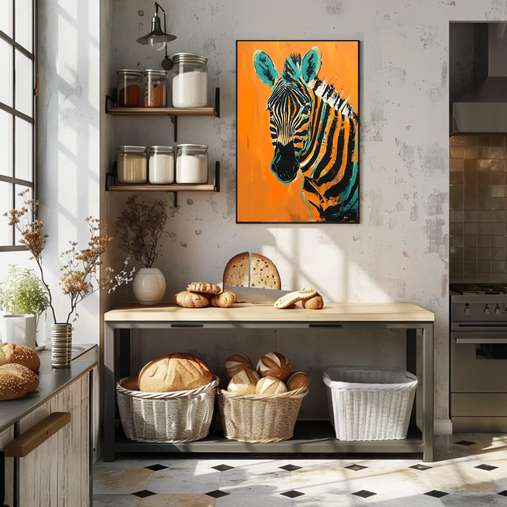 Vibrant Zebra Abstract Art Print - Abstract or Artistic Poster PosterGoat