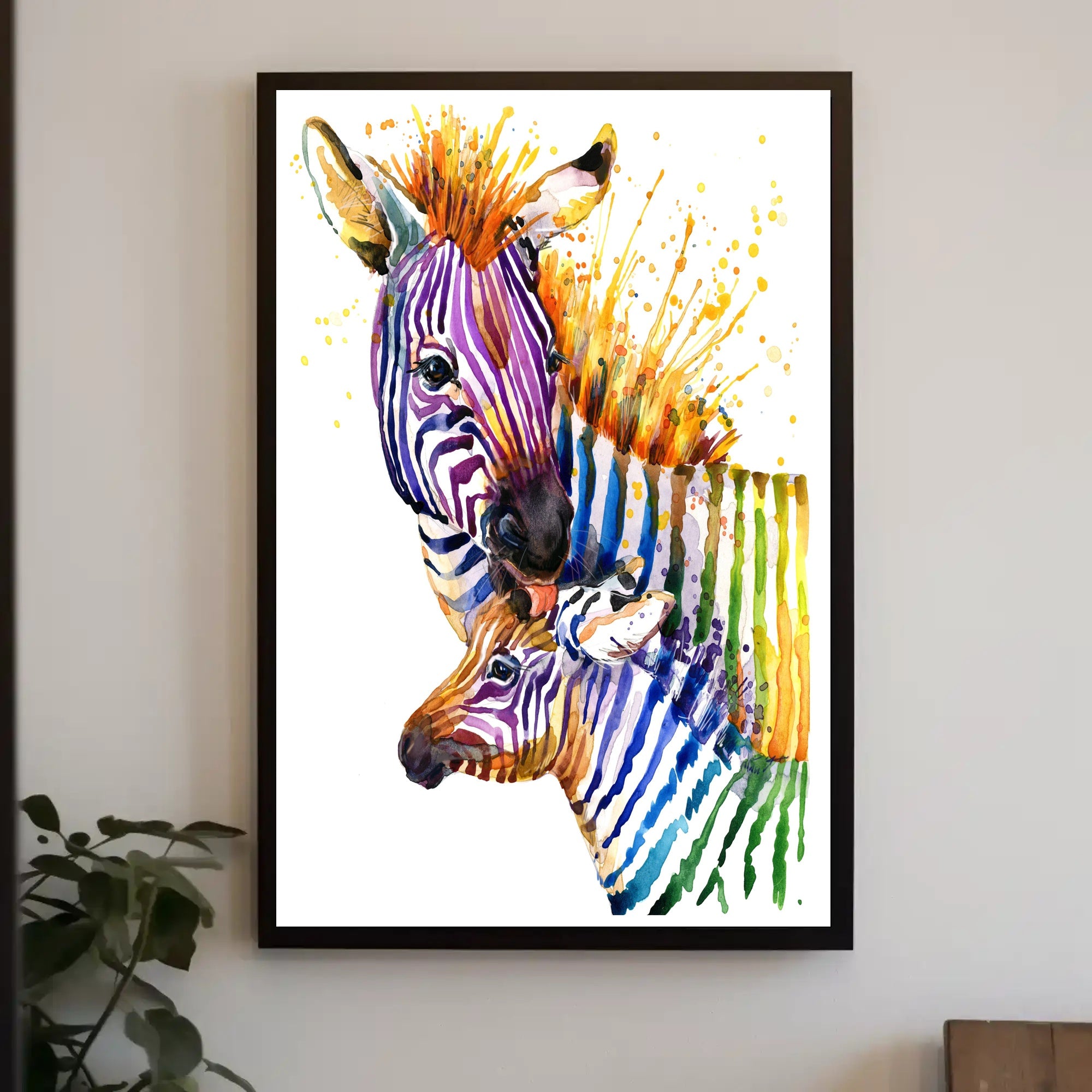 Vibrant Zebra Watercolor Art Print - Abstract or Artistic Poster PosterGoat