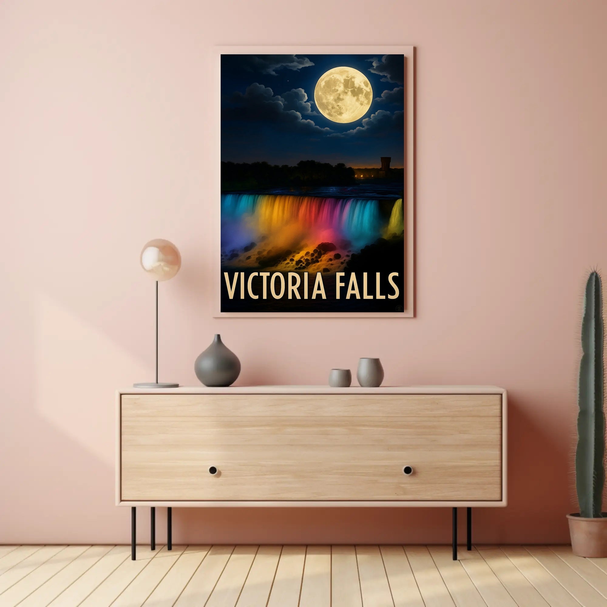 Victoria Falls Nightscape Travel Poster PosterGoat