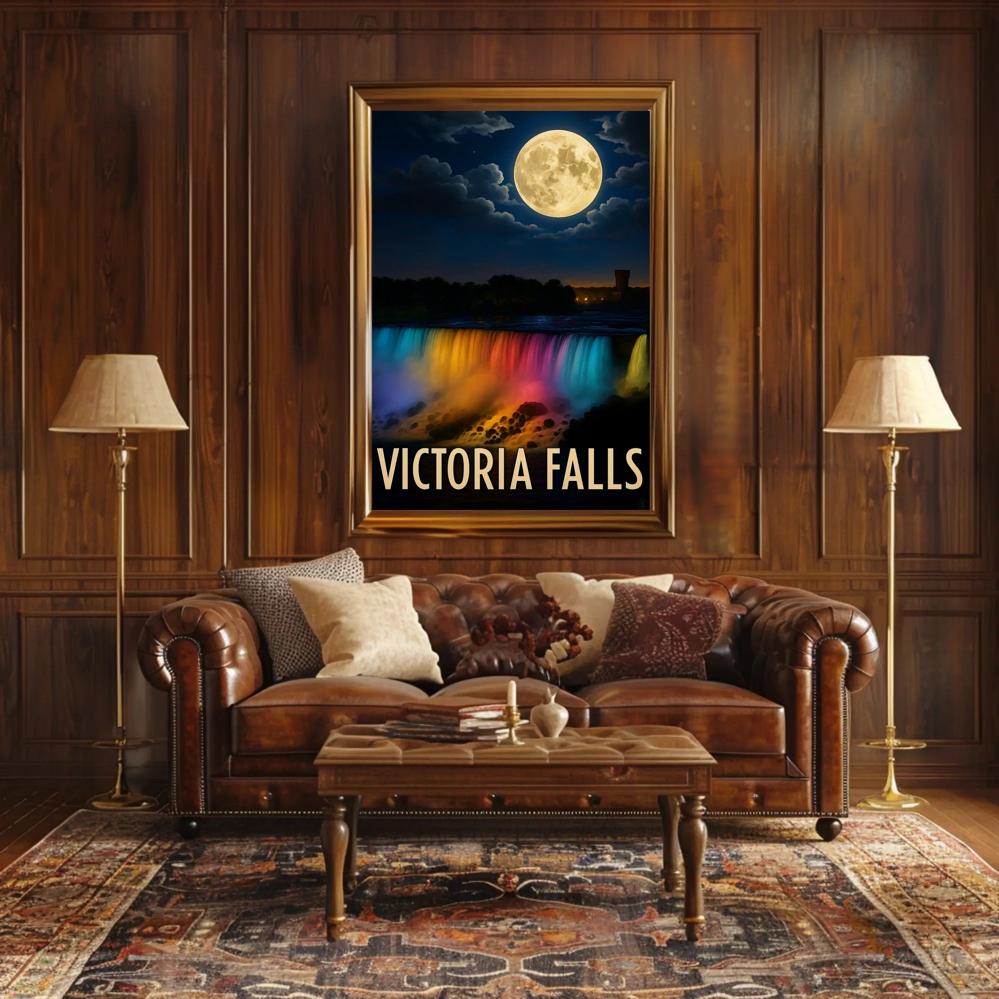 Victoria Falls Nightscape Travel Poster PosterGoat