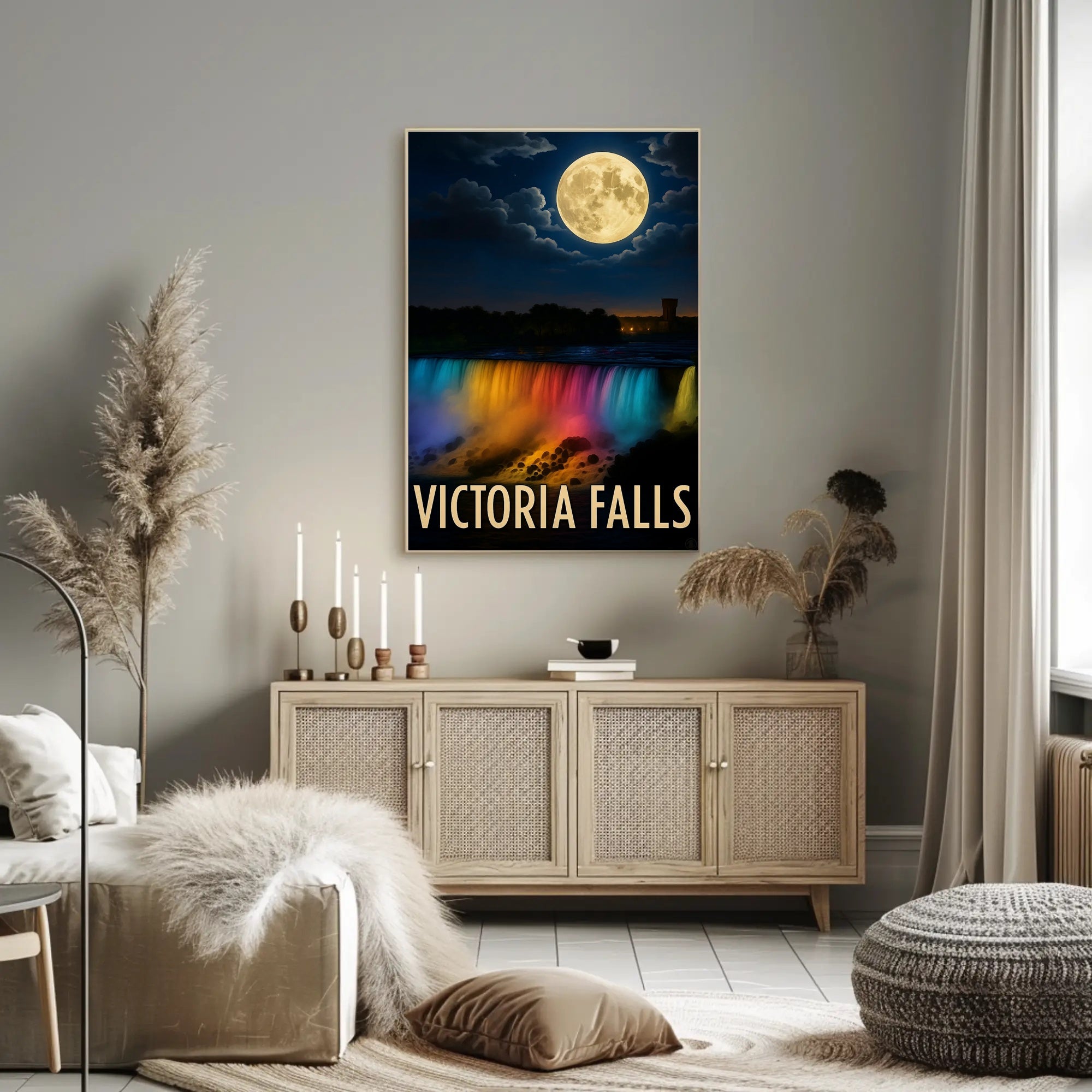 Victoria Falls Nightscape Travel Poster PosterGoat