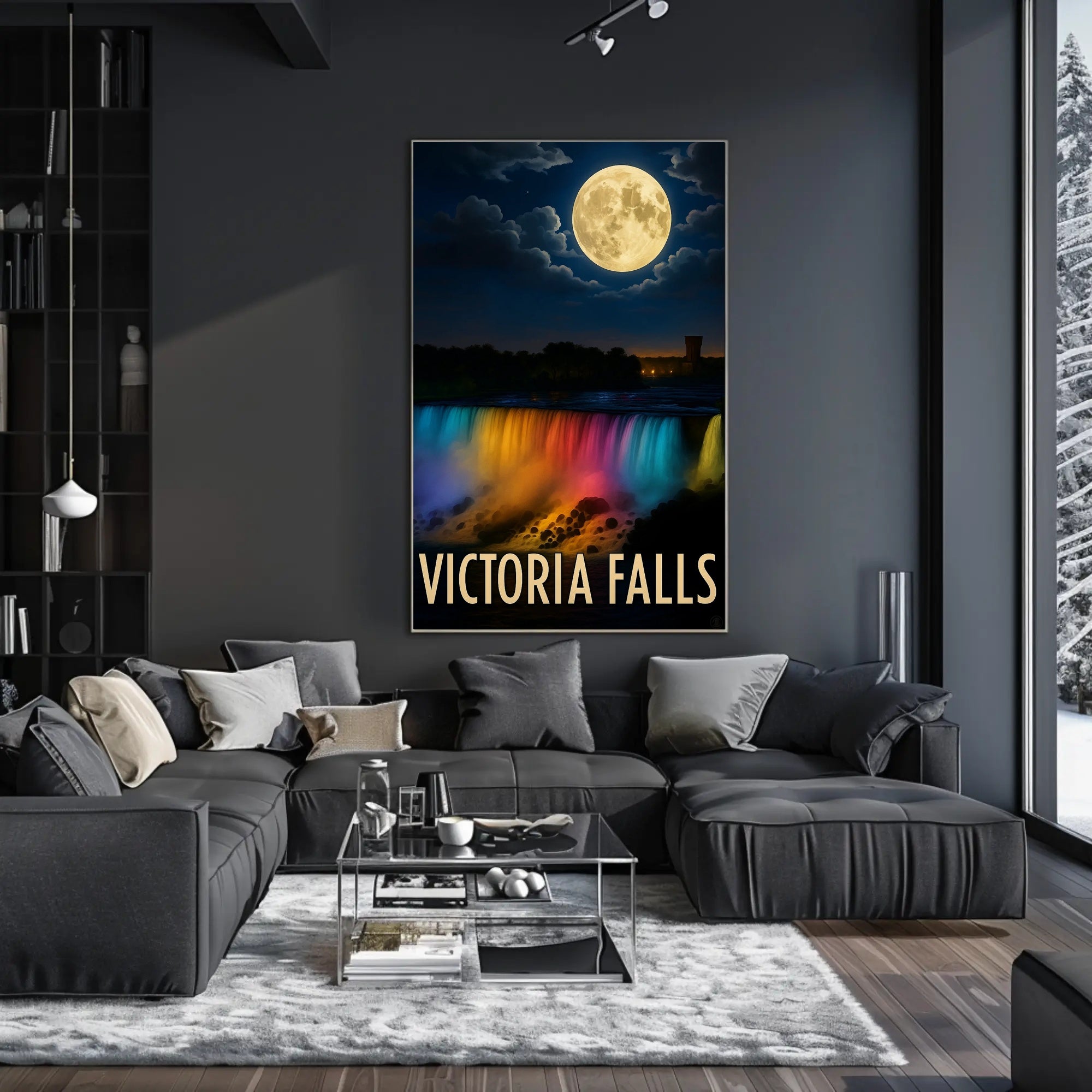Victoria Falls Nightscape Travel Poster PosterGoat