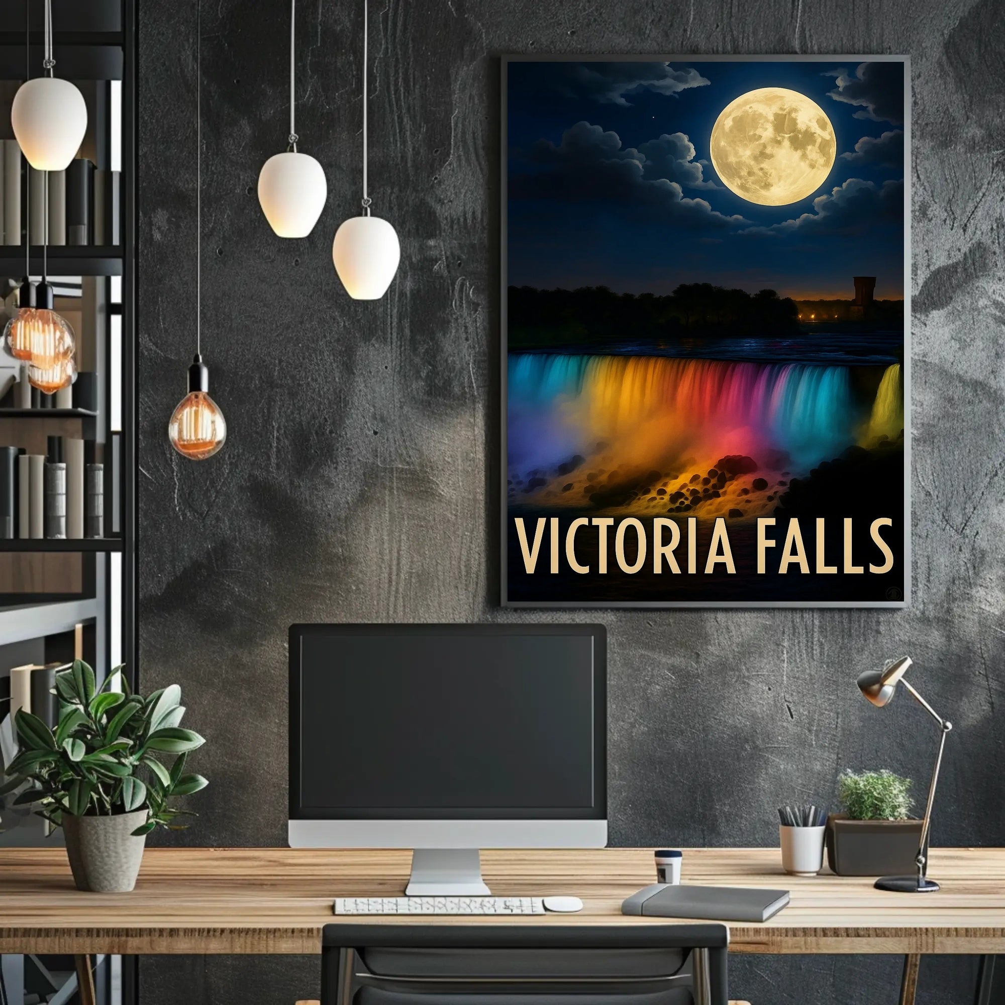Victoria Falls Nightscape Travel Poster PosterGoat
