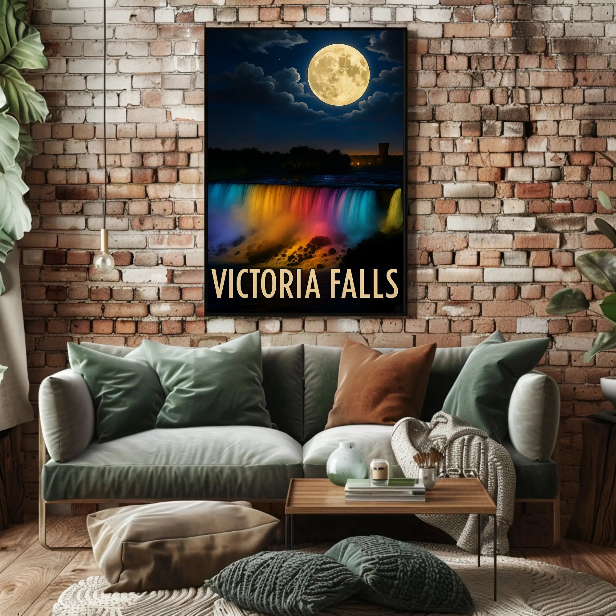 Victoria Falls Nightscape Travel Poster PosterGoat