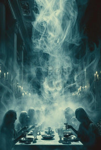 Victorian Ghostly Dinner Scene: Abstract, Artistic Poster PosterGoat