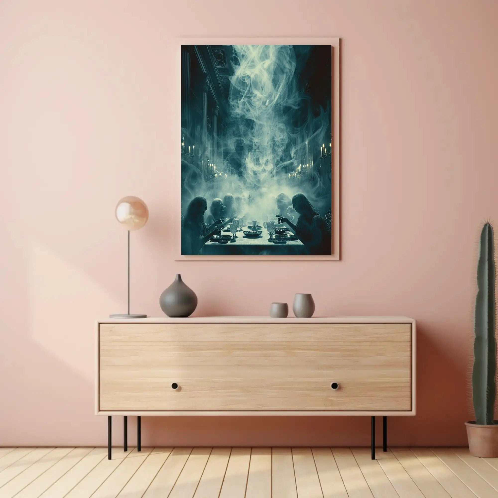 Victorian Ghostly Dinner Scene: Abstract, Artistic Poster PosterGoat