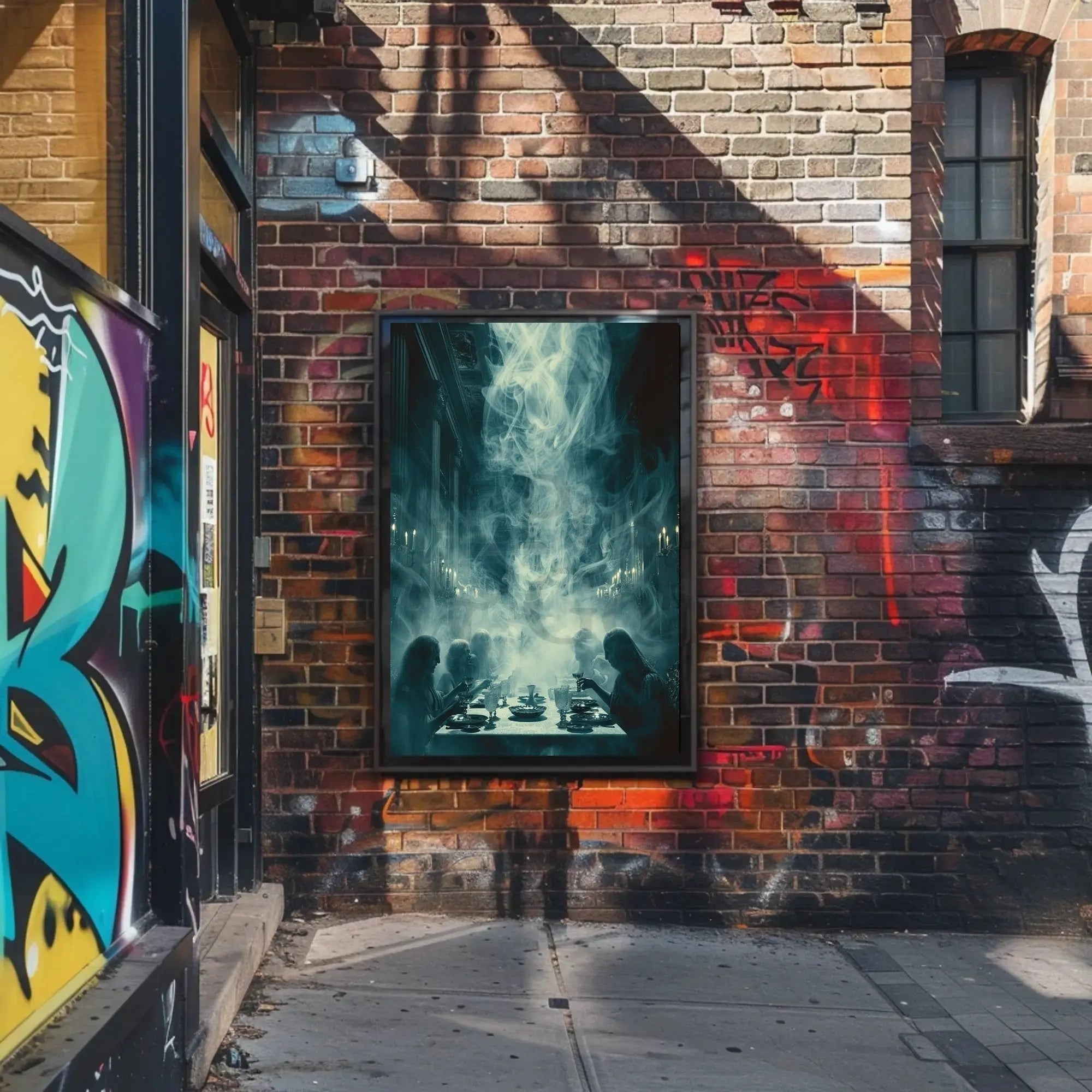 Victorian Ghostly Dinner Scene: Abstract, Artistic Poster PosterGoat