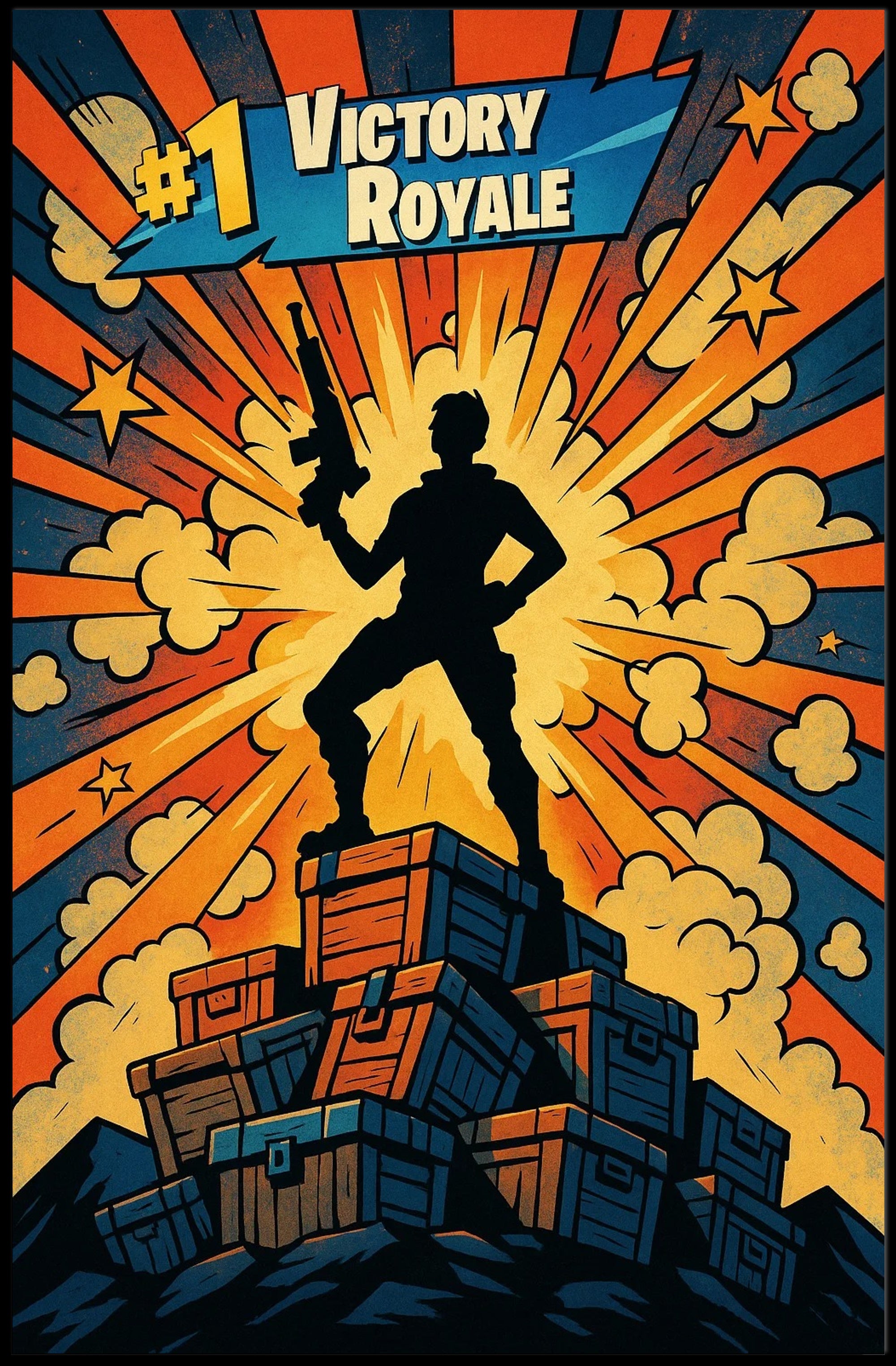 Victory Royale Comic Style Gaming Triumph Pop Culture Poster PosterGoat