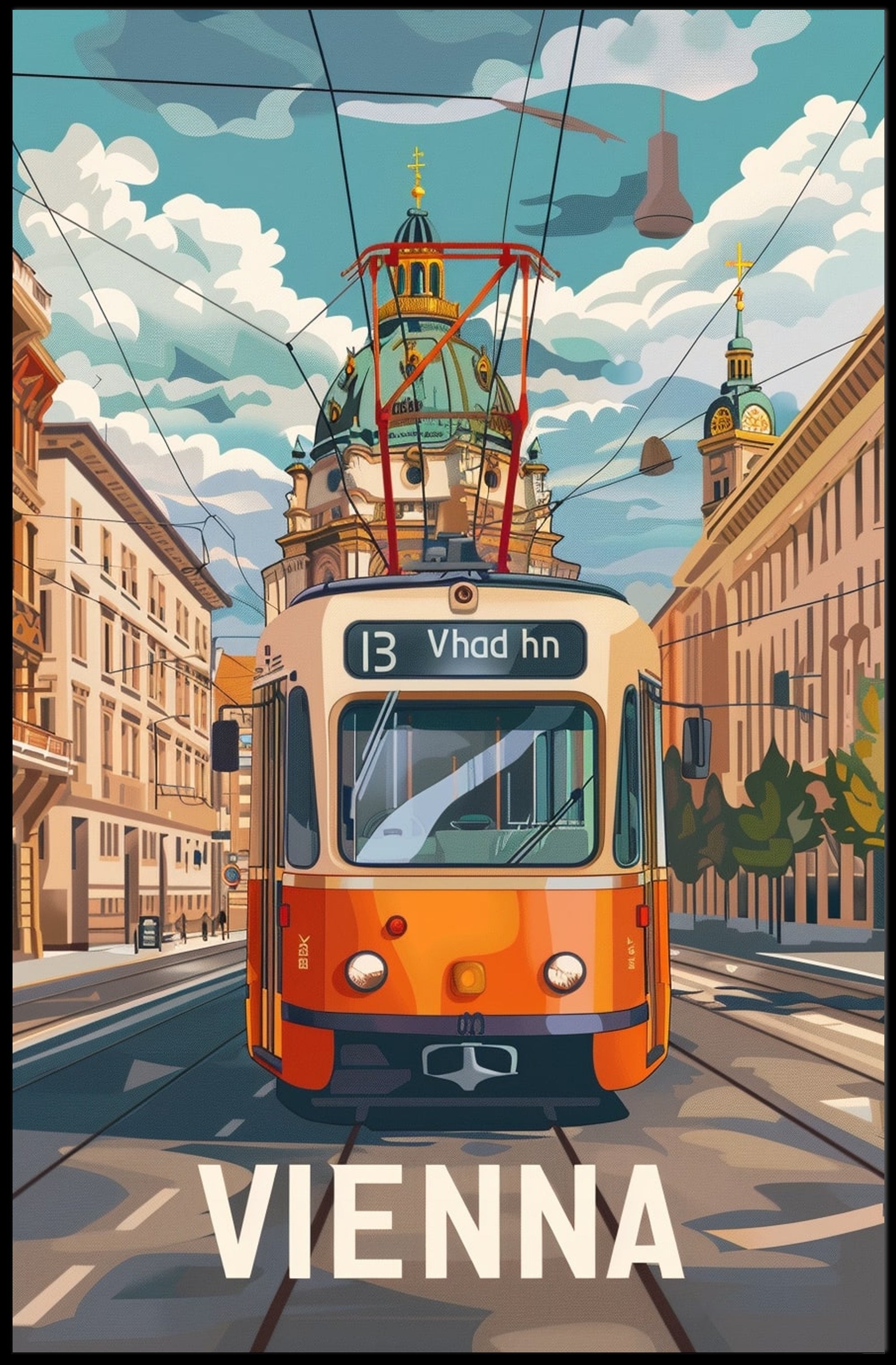 Vienna Tram Travel Poster PosterGoat