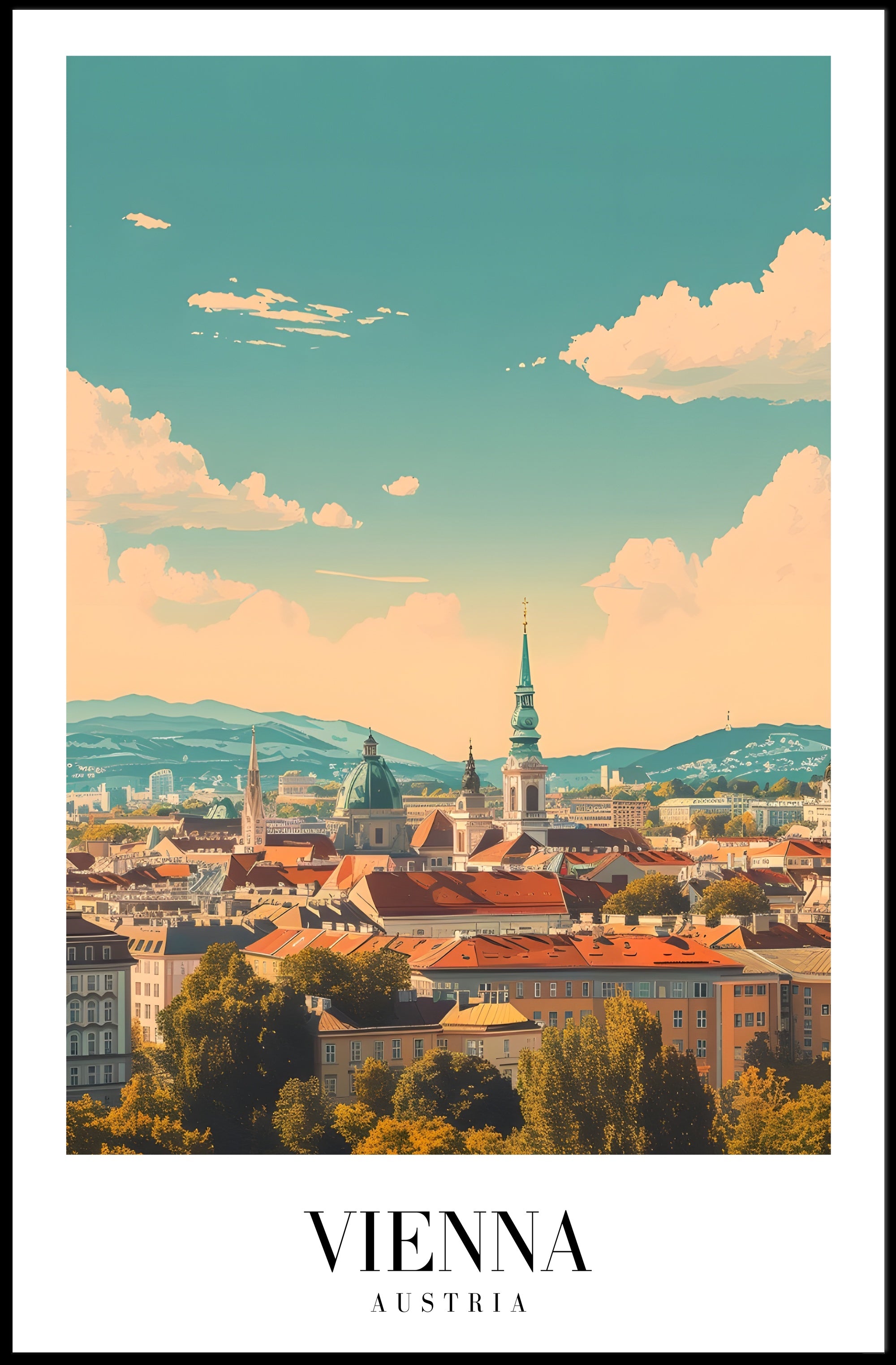 Vienna Vintage Travel Poster: A Nostalgic Cityscape Masterpiece PosterGoat