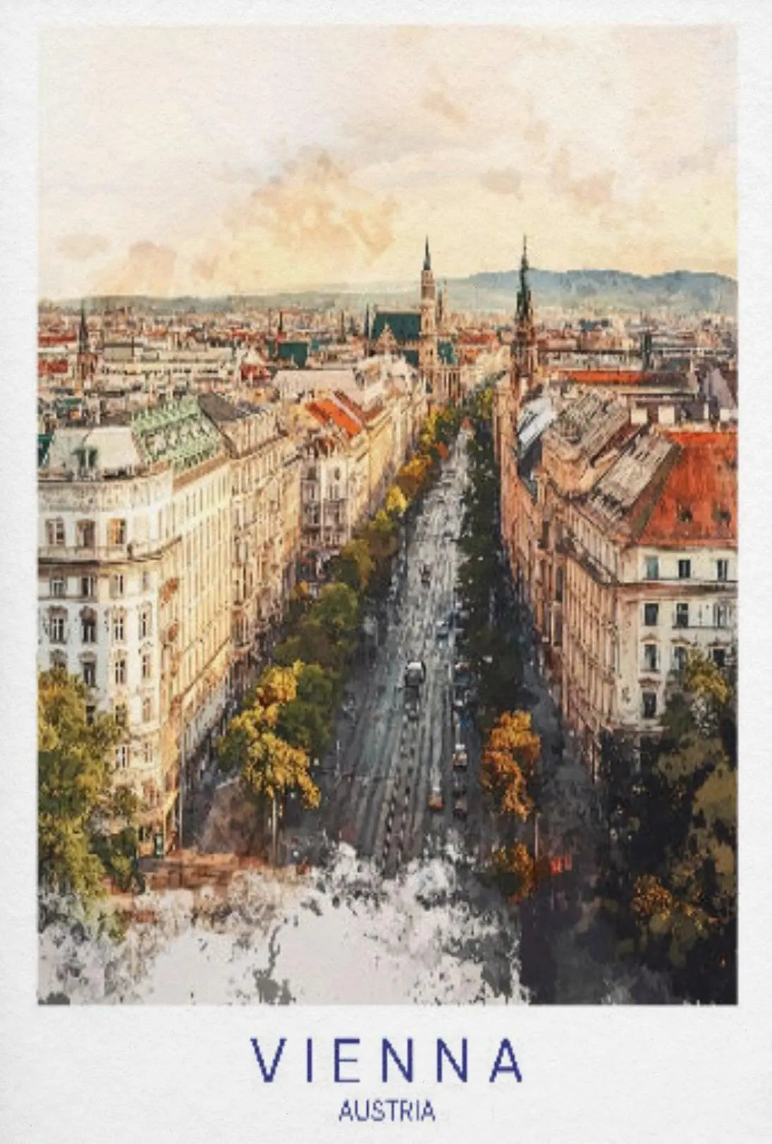 Vienna's Elegant Boulevard Aerial View Travel Poster PosterGoat