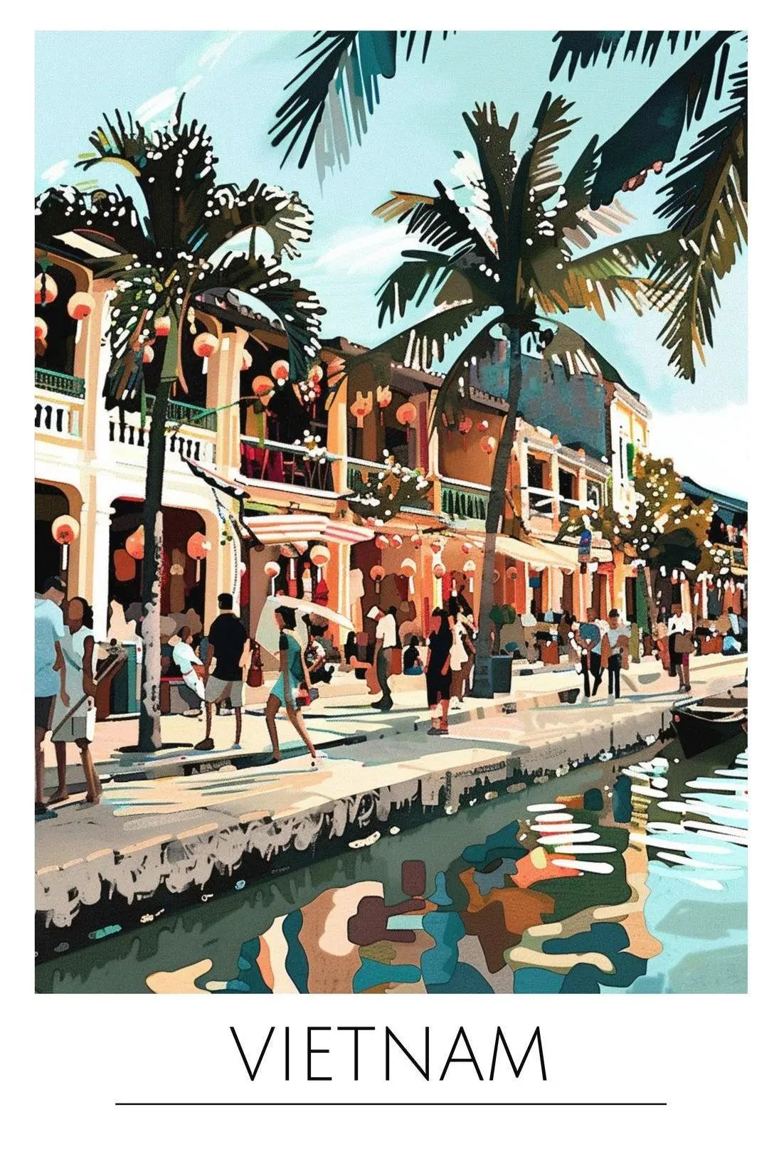 Vietnam Street Scene Lively Cultural Travel Poster PosterGoat